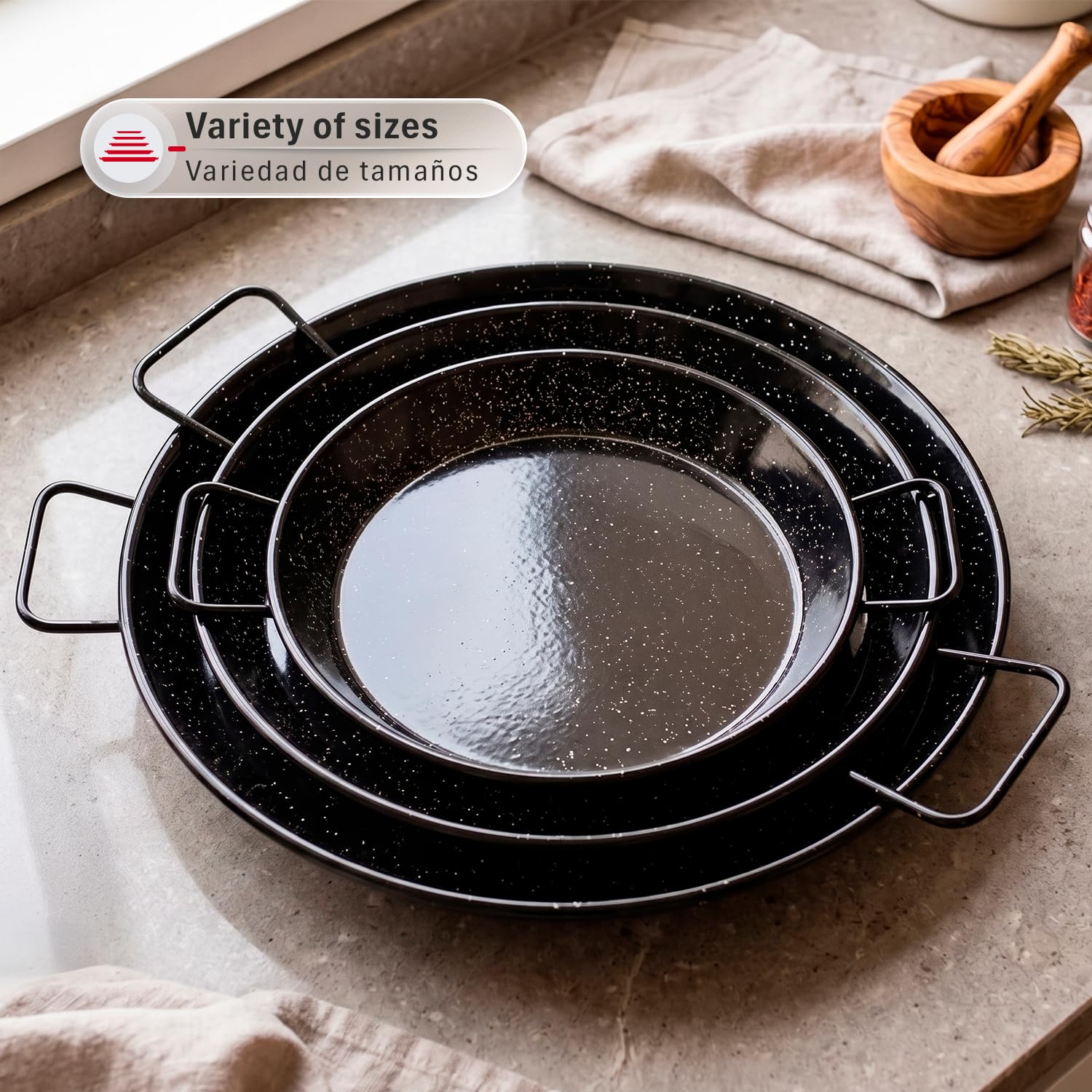 MageFesa Enameled Steel Paella Pan, 15 Inch by Magefesa