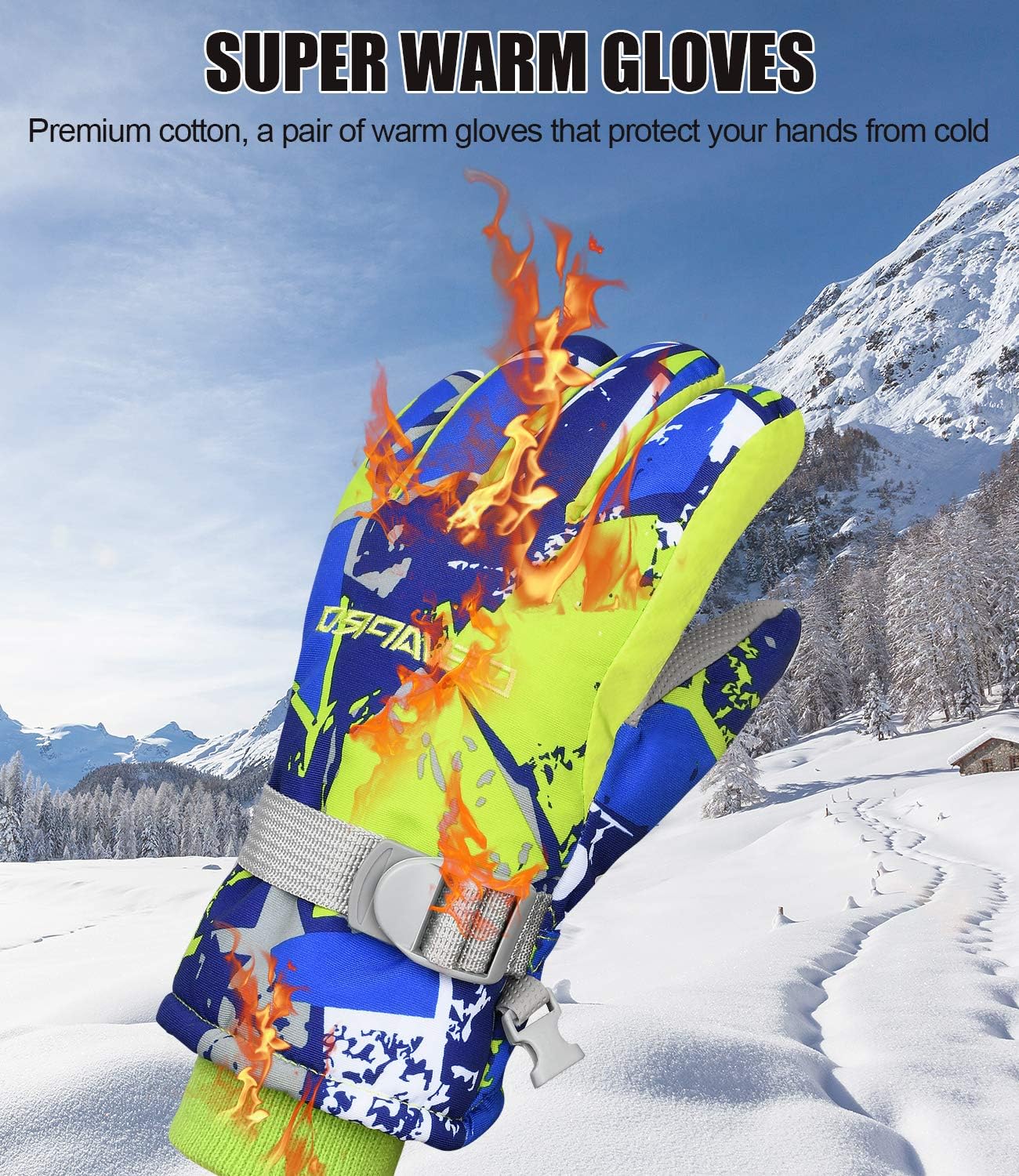 Yobenki Ski Gloves,Winter Waterproof Snow Gloves Non-Slip Breathable Cold Weather Gloves for Mens,Womens, Ladies and Kids Skiing, Snowboarding : Sports & Outdoors