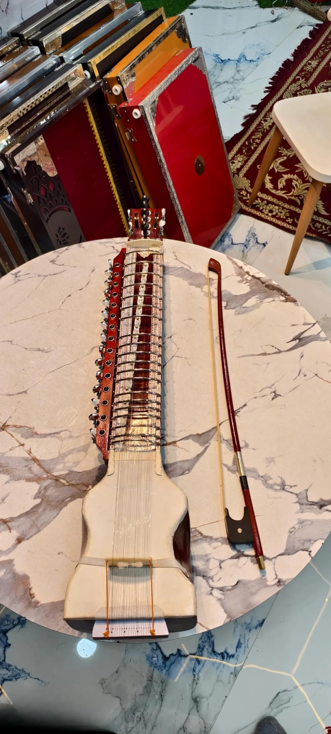 NamasteHimalayas Premium Quality Professional Dilruba with Padded Bag, Bow & Hardcase - Handcrafted Tun Wood Instrument for Classical and Devotional Music, Meditation Sound, Healing Sound