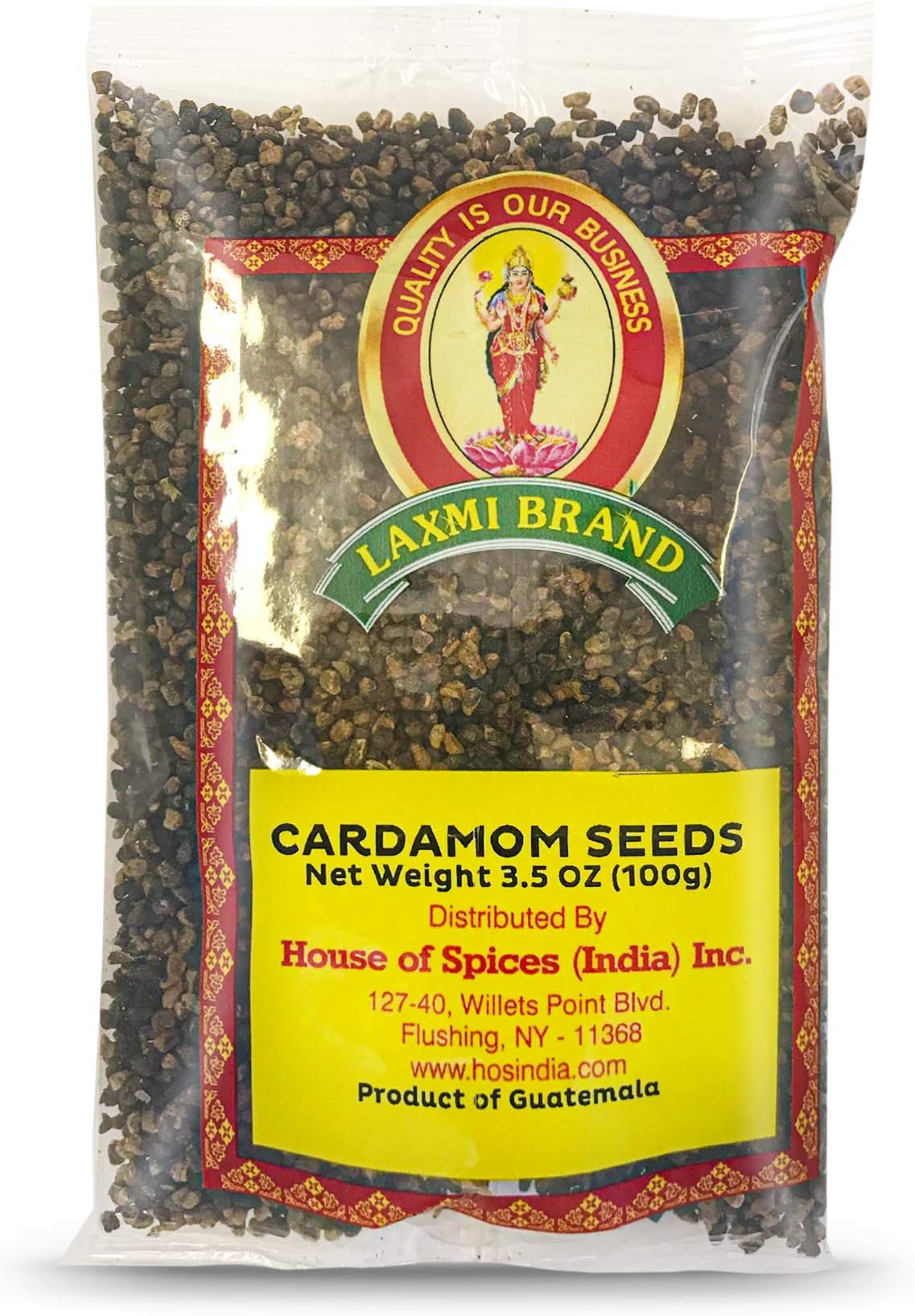 Laxmi Ground Cardamom Seeds, Traditional Indian Cooking Spices, House of Spices, Made Pure, Made Fresh, Tradition of Quality (3.5oz)