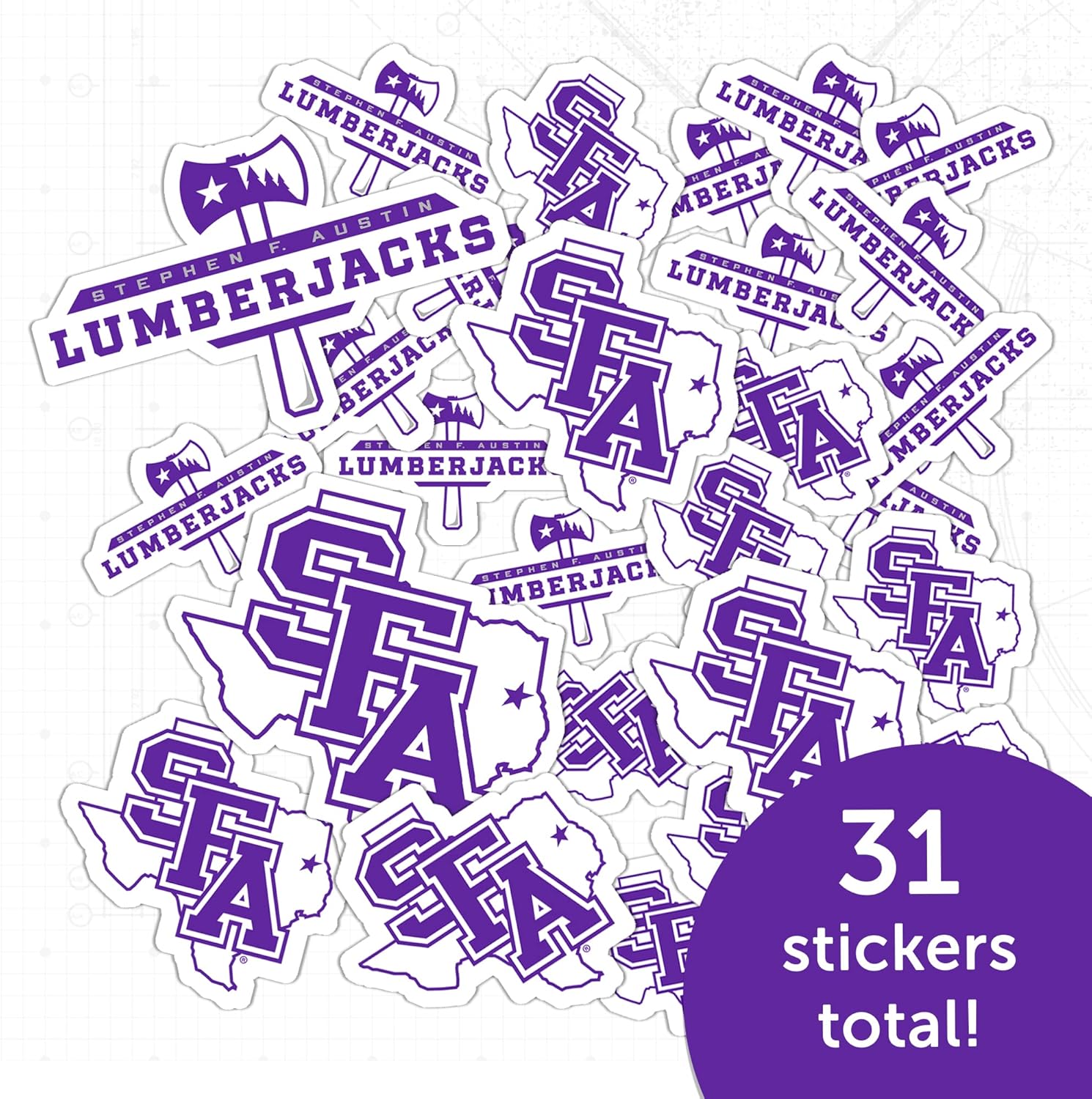Desert Cactus Stephen F. Austin State University Sticker Lumberjacks SFA Vinyl Decals Laptop Water Bottle Car Scrapbook Sheet T1 (Type 1-1) - Image 5