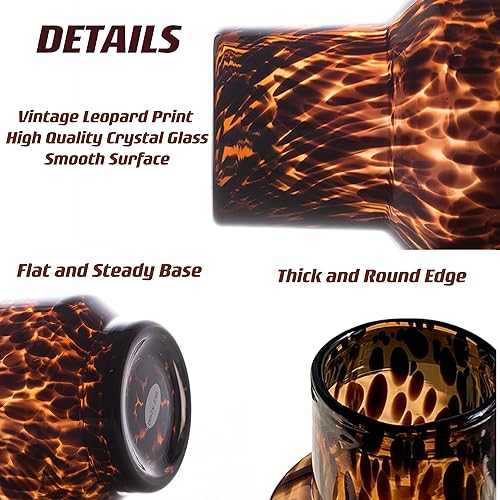 Miniatura 3 de Jarrón de cristal ámbar, jarrones decorativos para decoración de boda, oficina en casa, jarrón único moderno para centro de mesa, estante de libros,