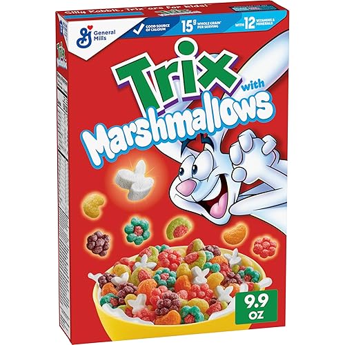 Trix Cereal de desayuno afrutado con malvaviscos, hecho con grano entero, 9.9 onzas