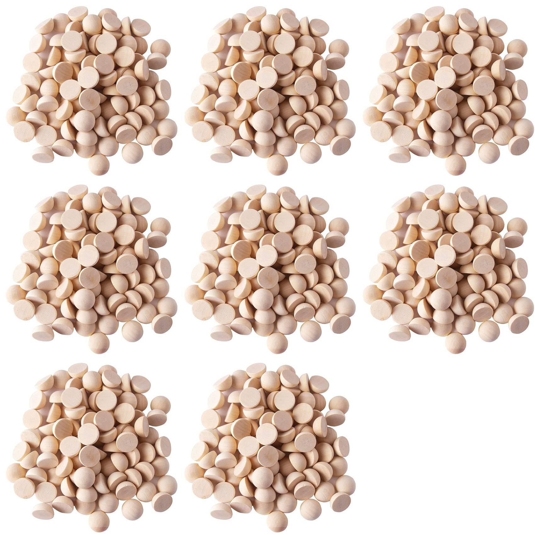 Demi-perles en bois de 20 mm lot de 800 pièces rondes et naturelles pour loisirs créatifs