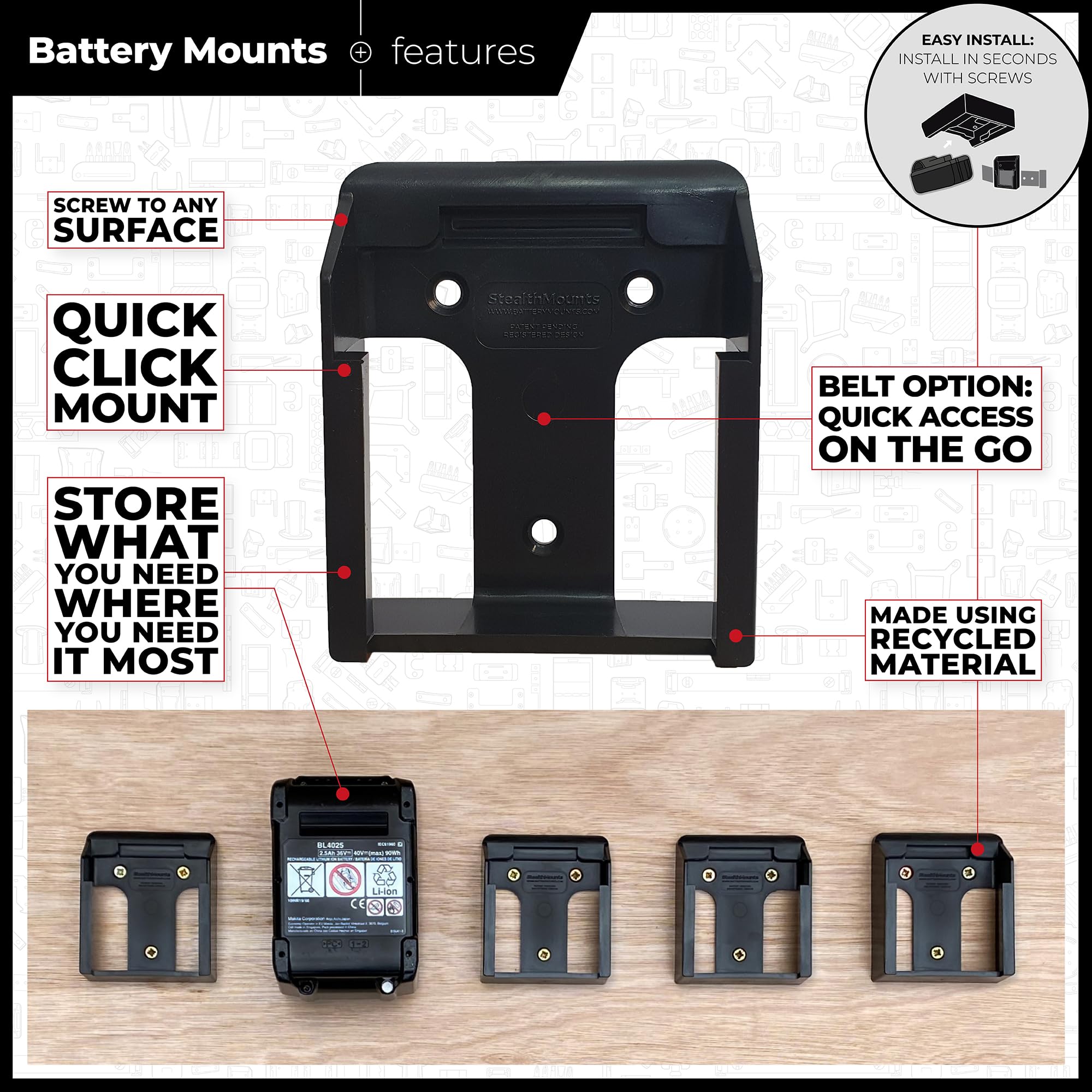 Batterie de remplacement compatible avec les batteries Makita 40V BL4025 BL4040 BL4020 BL4050 BL4060 BL4080F Max XGT, compatible avec les chargeurs Makita 40V d'origine et les outils électriques sans