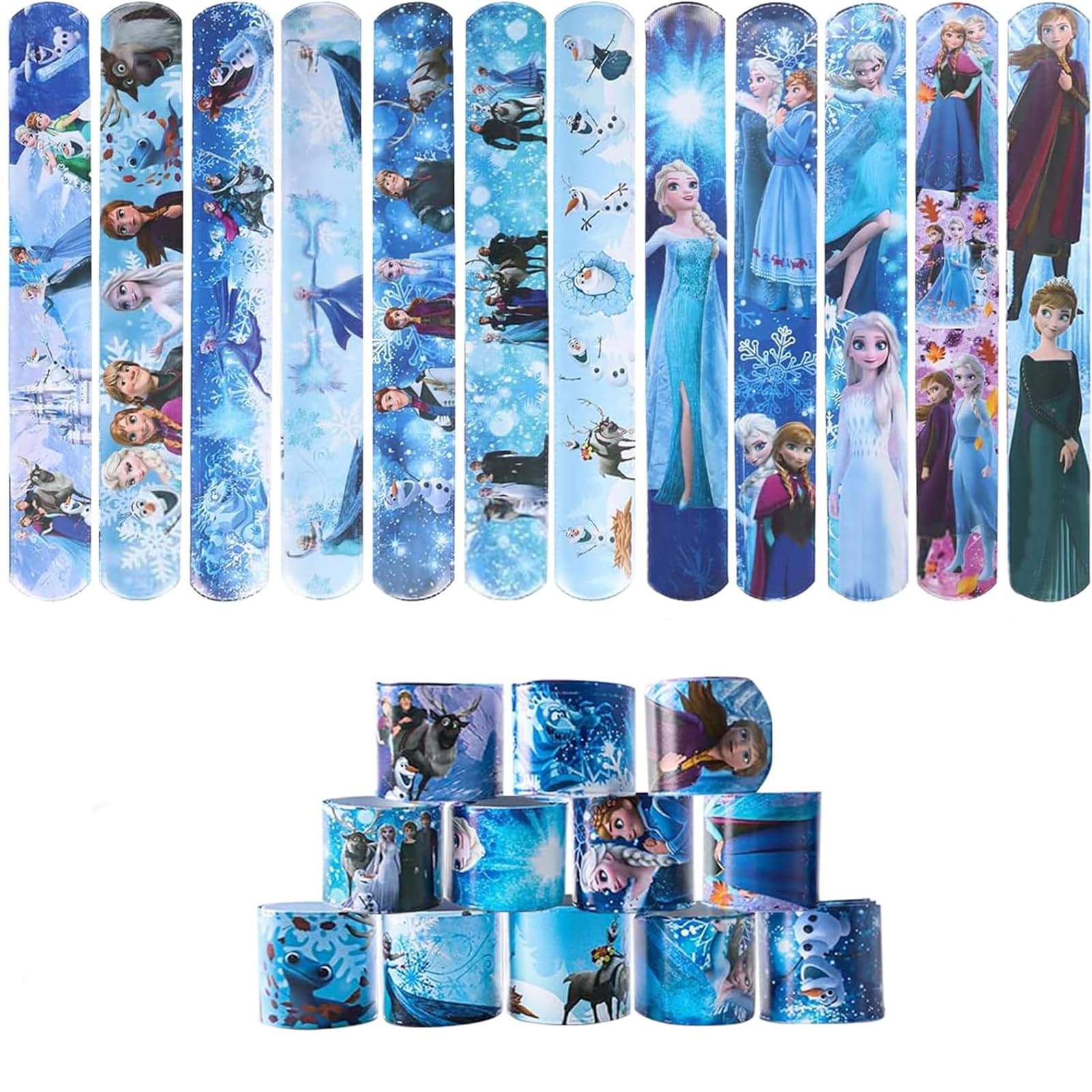 12Pcs Cartoon Pulsera Bofetada Princess, Anime Figuras Pulseras de Juguete Pulseras Slap,Princesa Slap Bracelets, Banda de Pulsera Fiesta Cumpleaños de Infantil,Regalos de Cumpleaños para Niños