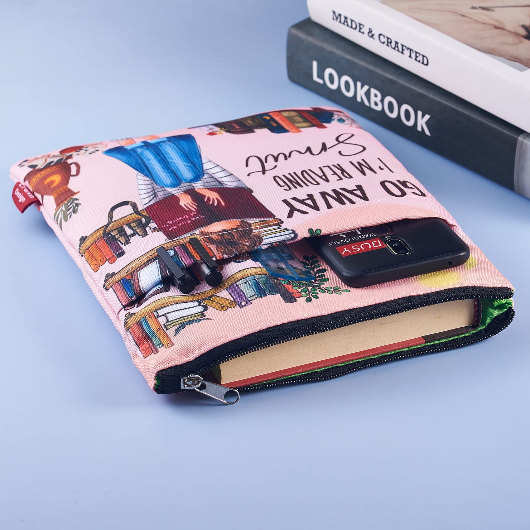 Housse de Protection de Livre pour Les Amateurs de Livres, Couverture de Livre pour Livres de Poche, Tissu Lavable, avec Fermeture éclair, Taille M, 27,9 x 22,9 cm