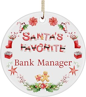 Bank Manager Ornament - Santa's Favorite Red Letter - Bank Manager for Men Women Him Her Friend Coworker - Birthday New Year 2024 2025 2026 - Round Ceramic 3-inch