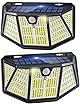 ソーラーライト 屋外 センサーライト ソーラー 電気代0 人感センサー LEDライト【自動点灯 310LED 5面発光 3つ知能モード 太陽光発電 IP67防水】 防災対策 ガーデンライト 屋外ウォールライト 壁掛け/庭先/表玄関/駐車場 両面テープ・ネジ 設置簡単 ペンダントライト 防犯ライト ソーラーセンサーライト (二個セット)