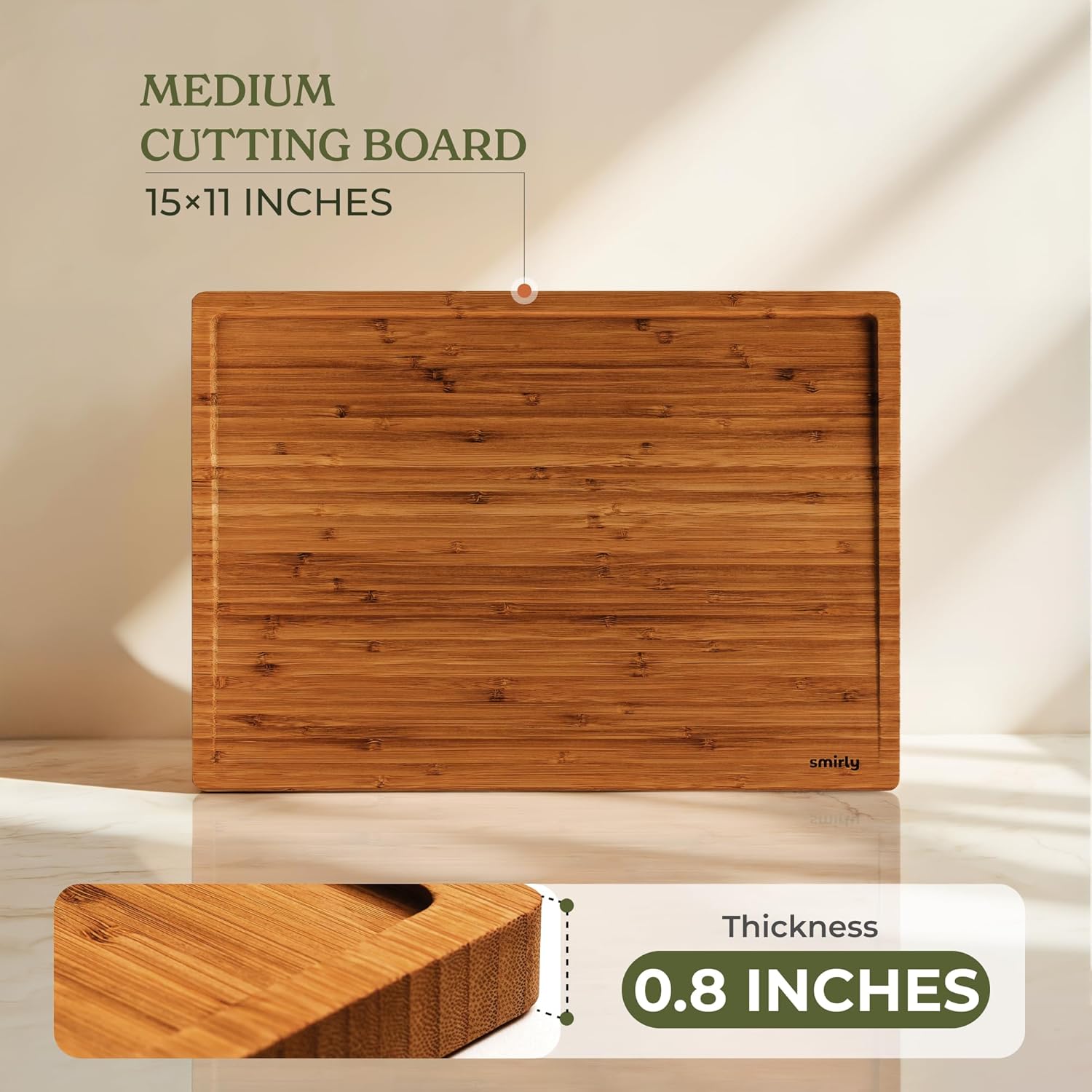 SMIRLY Wood Cutting Boards For Kitchen - Bamboo Cutting Boards For Kitchen Cutting Board, Bamboo Cutting Board Set With Holder, Chopping Board, Butcher Block, Small Wooden Cutting Board Set