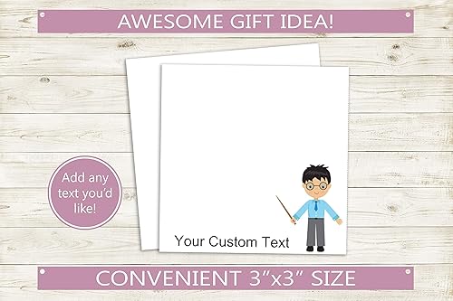 Miniatura 3 de Notas adhesivas personalizadas con texto personalizado y divertido diseño de maestro, 3.0 x 3.0in, 50 notas adhesivas por bloc, appreciación del