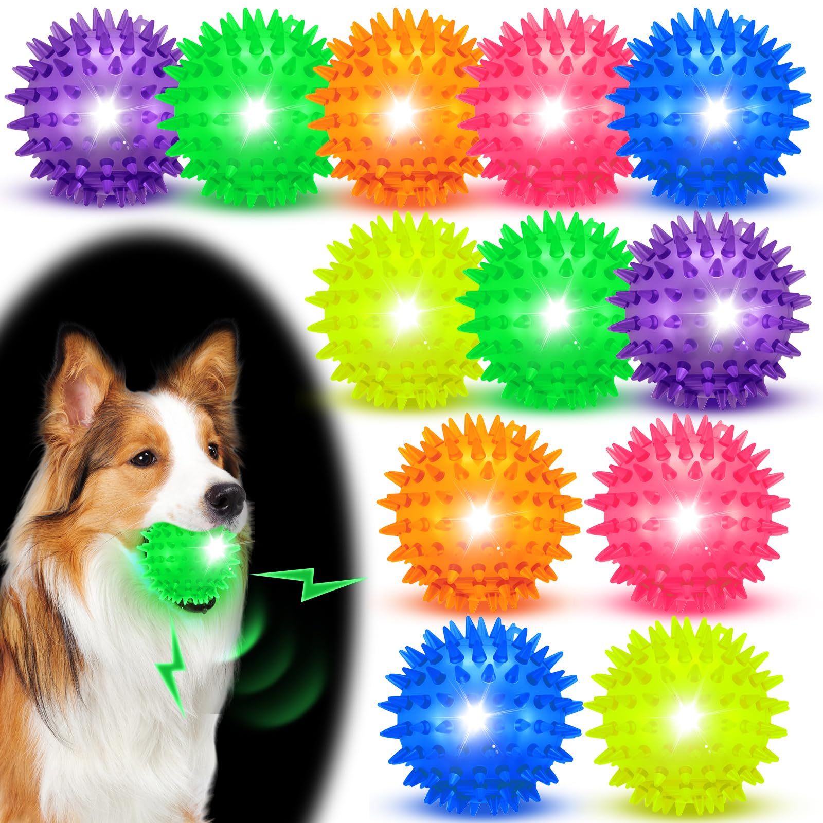 12 Pcs 2 56 Light up Squeaky Dog Balls Large Dog Toys Ball Puppy Chew Toys for Small