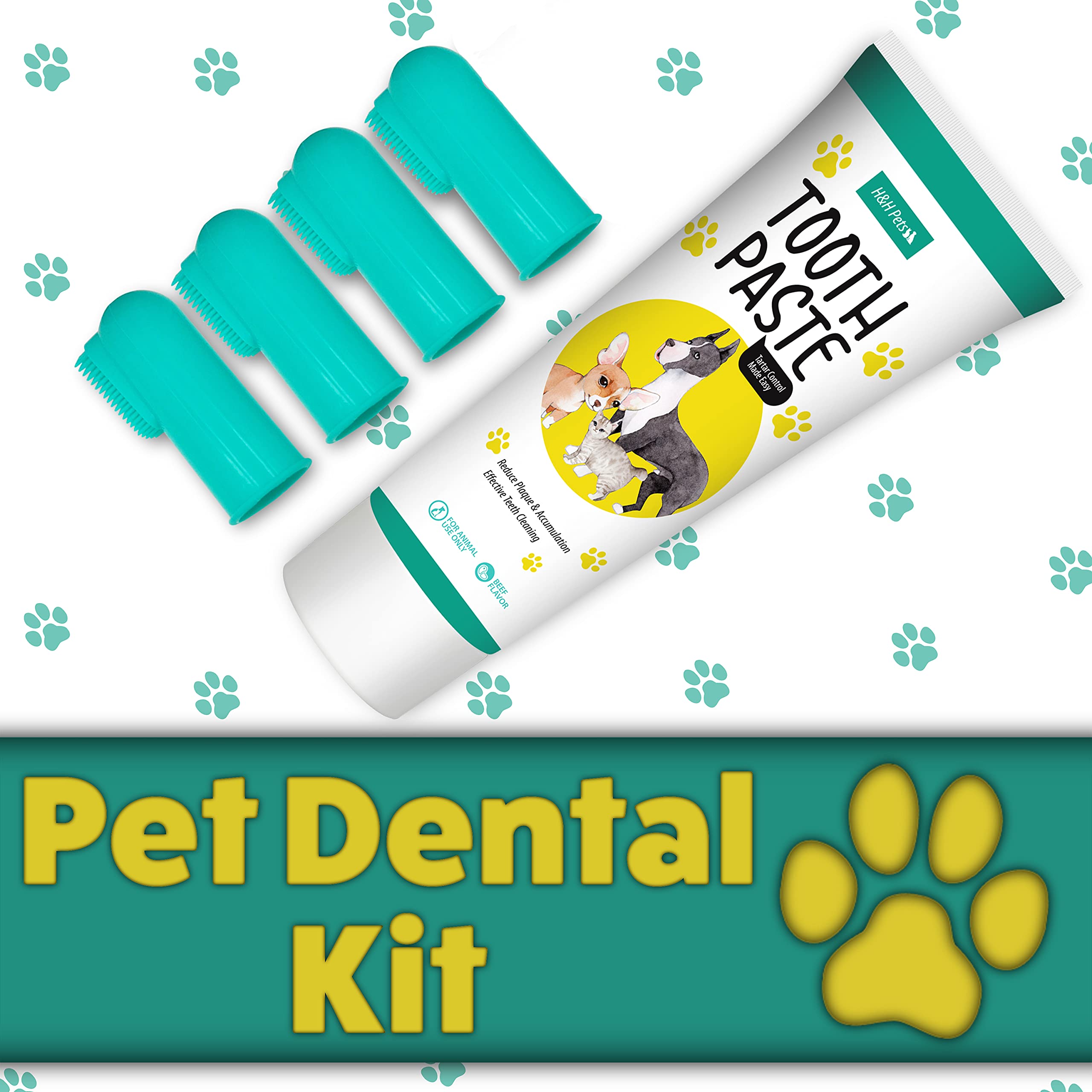 H&H Pets Dog Toothbrushes and Toothpaste Best Professional Cats & Dogs Finger Dental Brush, Dog Brush Set, Perfect for Dogs and Cats, Dog Supplies - Size Small 4 Count 3.5 Oz Toothpaste (100g) - image 7