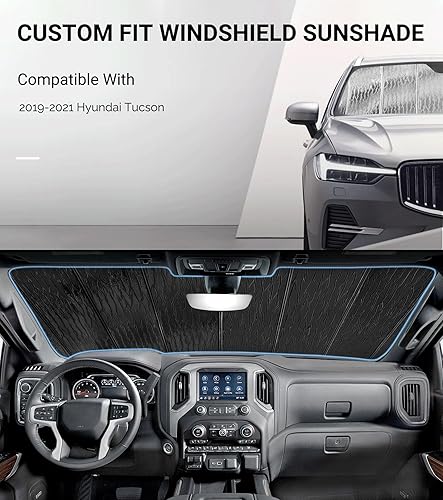 Miniatura 2 de Pigenius Parasol para parabrisas para Hyundai Tucson 2019-2021, protección solar interior automotriz, parasol plegable prémium