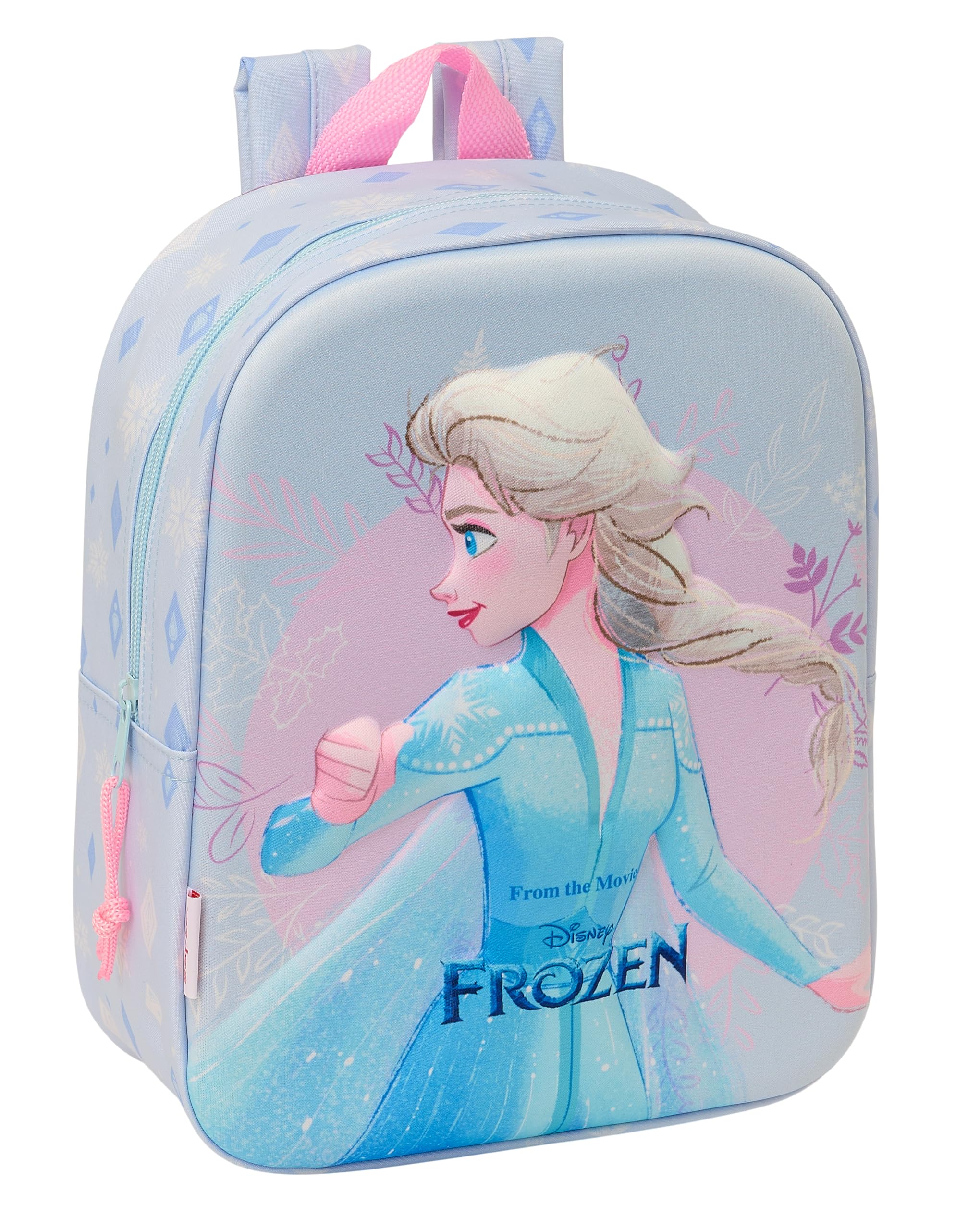 Safta FROZEN 3D - Mochila de Guardería 3D, Adaptable a Carro, Fácil Limpieza, Ideal para Niños de Diferentes Edades, Cómoda y Versátil, Calidad y Resistencia, 22x10x27 cm, Color Lila