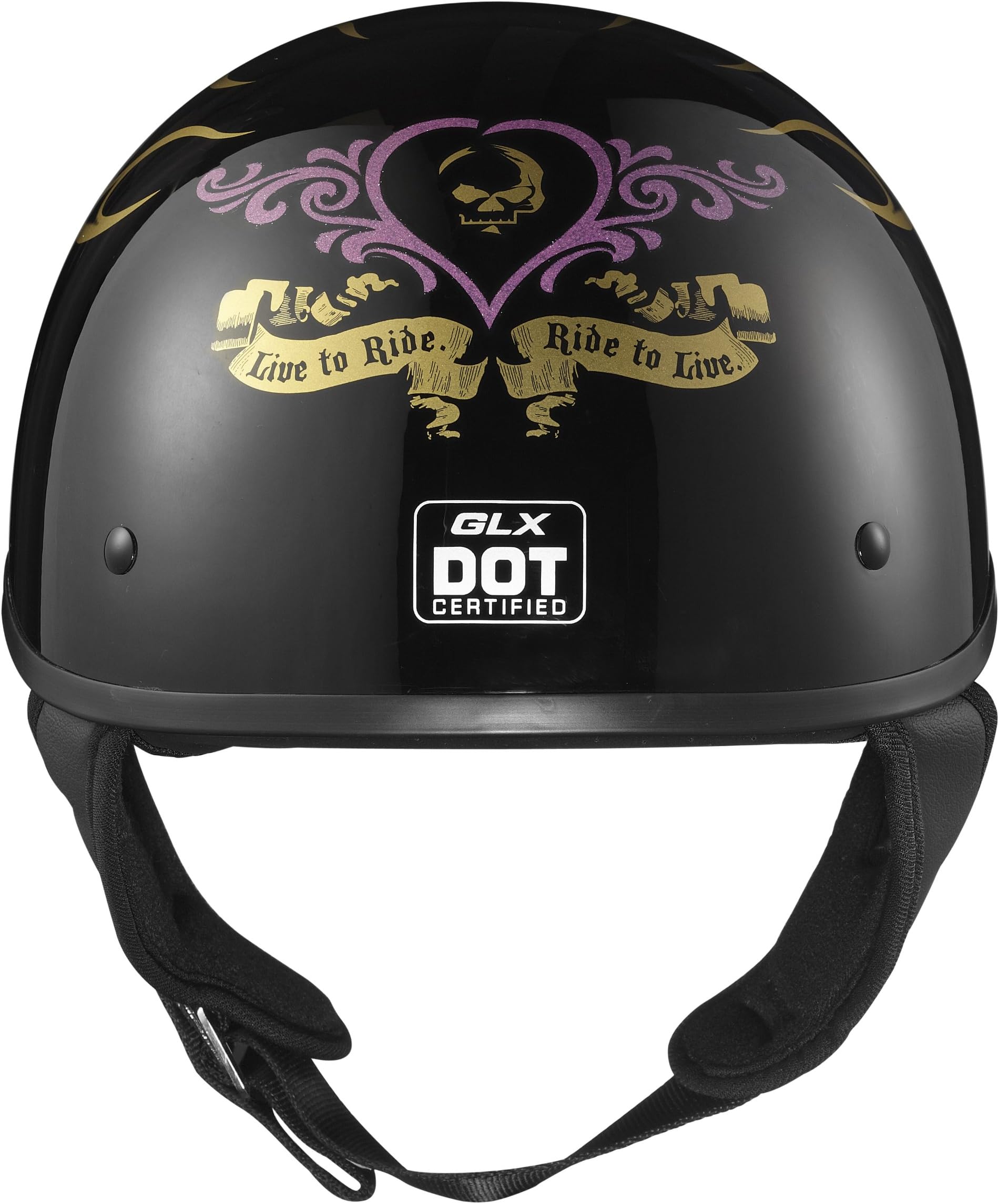 GLX Pink Flame Motorcycle Half Helmet (Large)