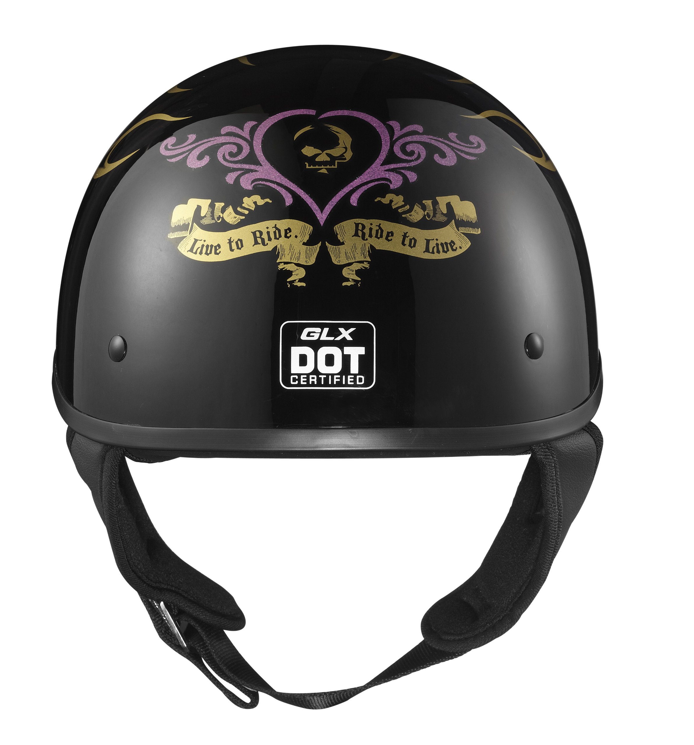 GLX Pink Flame Motorcycle Half Helmet (Large)