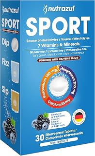 nutrazul Sport | Electrolyte & Energy Support with Caffeine | 7 Essential Vitamins & Minerals | Magnesium, Potassium & Zinc | Blueberry BlackBerry Effervescent Tablets | 30 Count