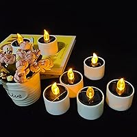 Vista 8 de Velas de té solares, 10 velas LED impermeables sin llama, velas LED recargables ámbar parpadeantes para jardín, patio, camino, decoración del hogar