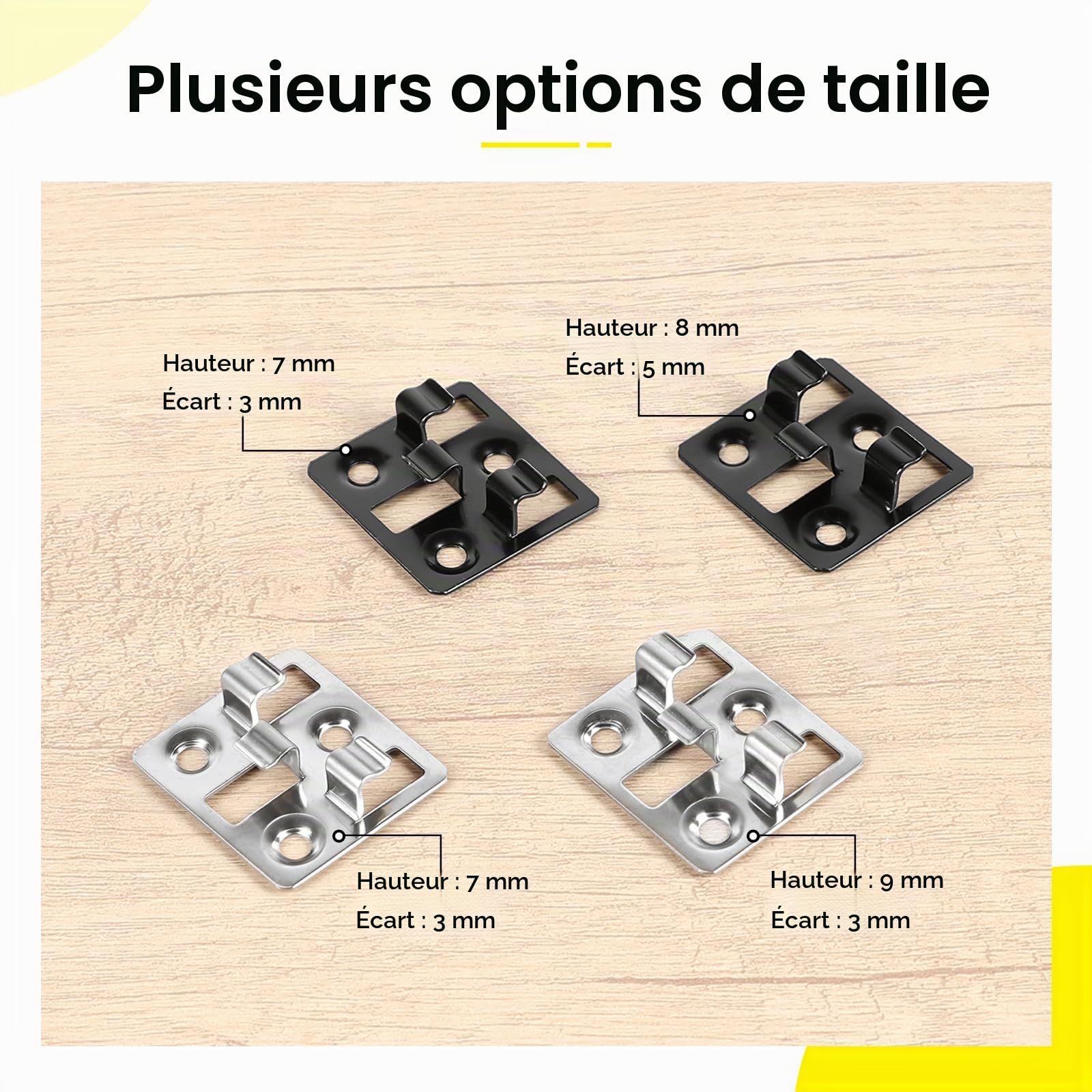 100 pièces Attaches pour lames de terrasse WPC en acier inoxydable, Clips cachés, entretoises pour Fixation de lames WPC/BPC (Argent, écart 3mm, hauteur 7mm)