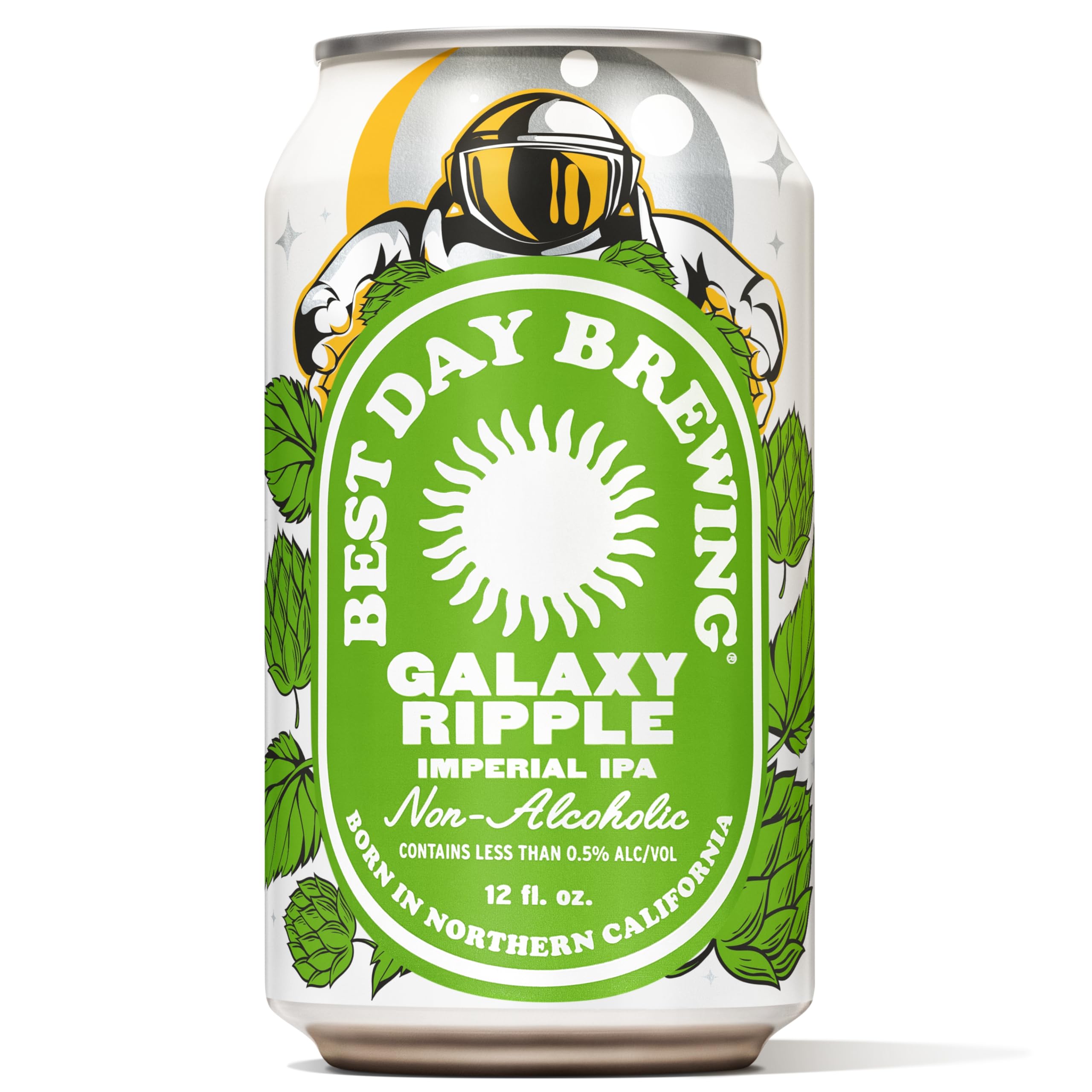 Best Day Brewing Non-Alcoholic Craft Beer - Premium Ingredients for Full Flavor - Low Carb & Low Calorie (12 fl oz Cans) (12-Pack, Galaxy Ripple Double IPA)