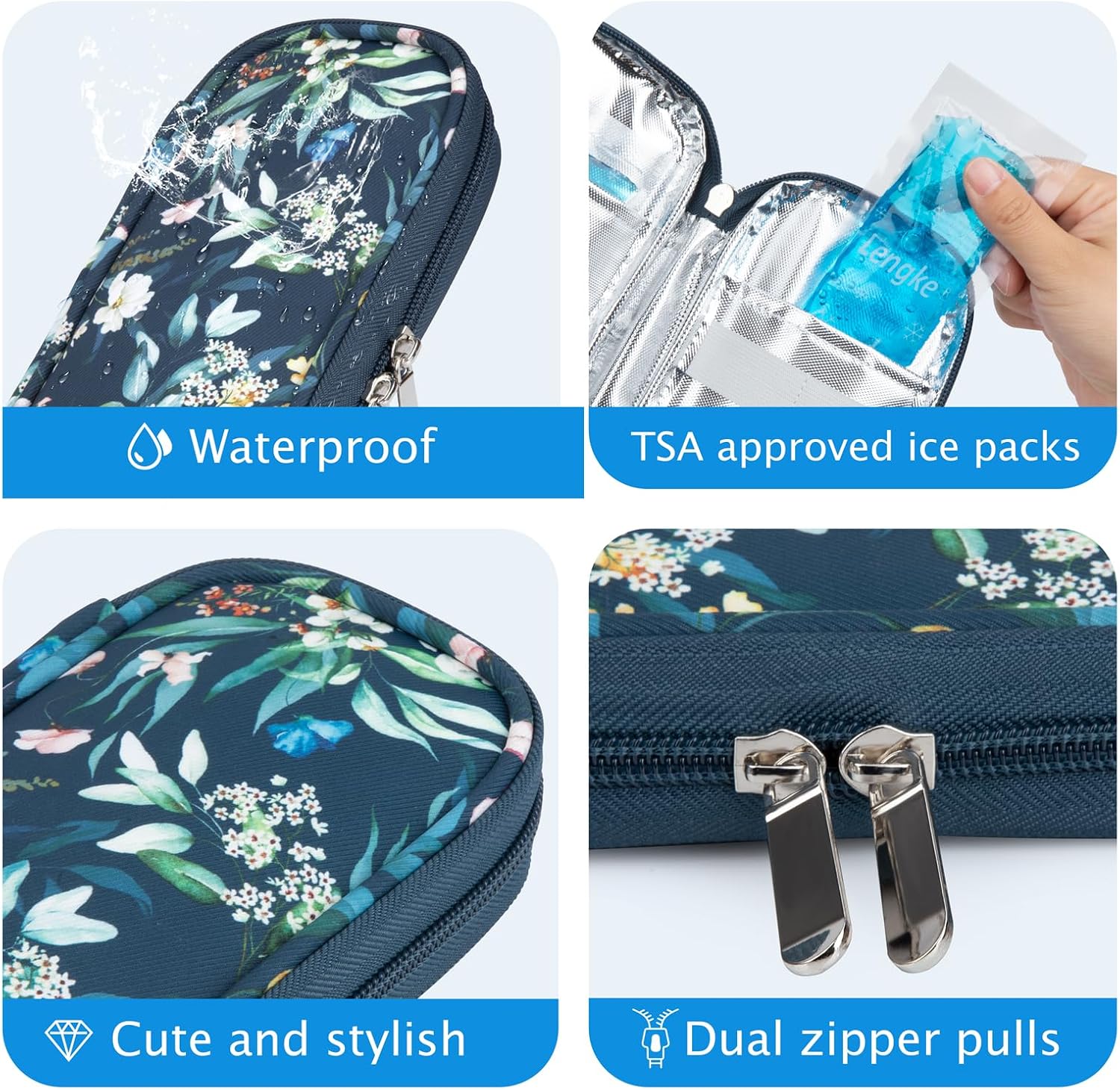 YOUSHARES Insulin Cooler Travel Case - Portable Refrigerated Medicine Case for Insulin Pen, Medication and Diabetic Supplies with 2 TSA Approved Ice Pack image 4