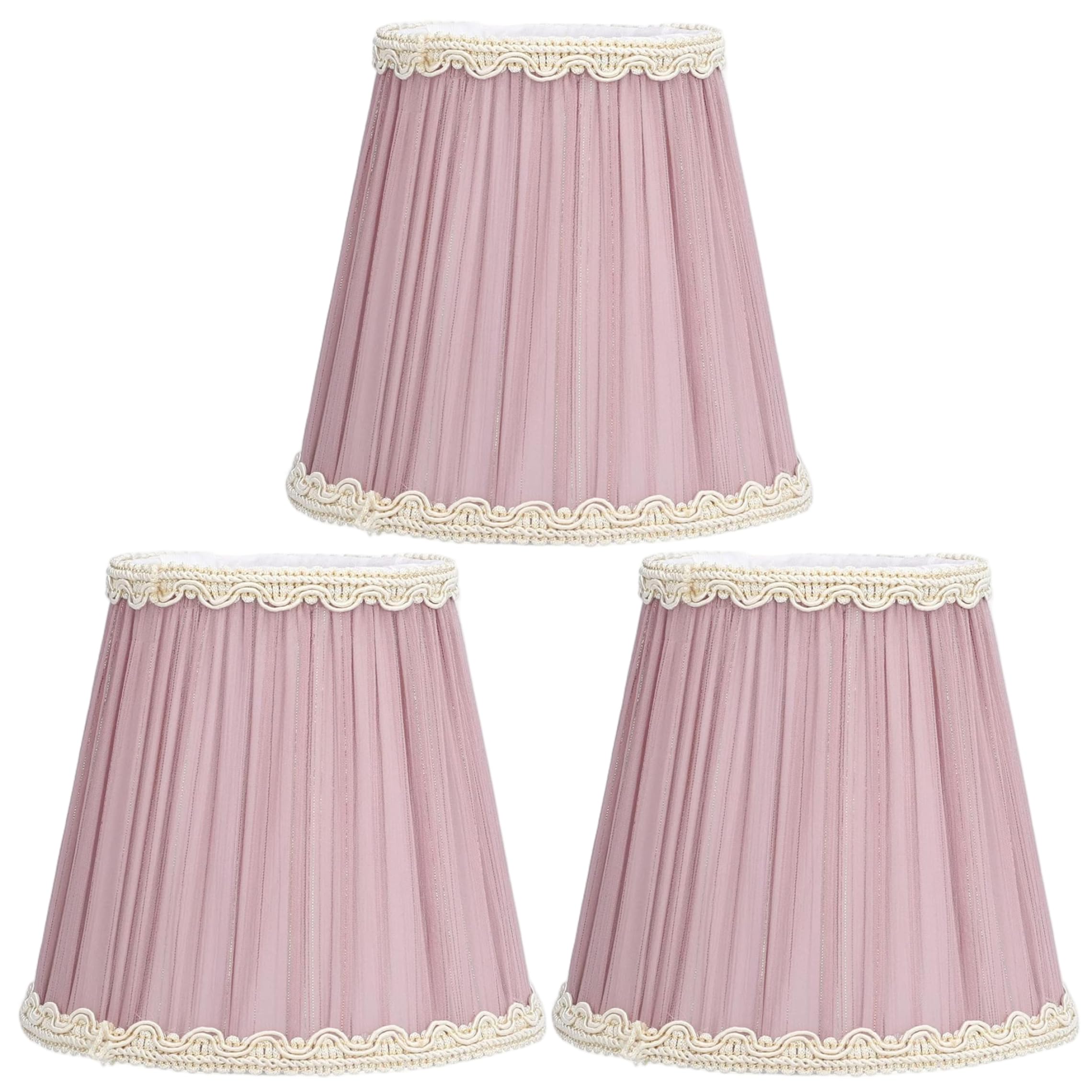 Wilafury Purple 3Pcs Clip-On Chandelier Lamp Shades, Replacement Fabric Light Shade Diy For Table Lamps, Floor Lamps, Wall & Chandeliers, Light 13.5X12.5 Cm