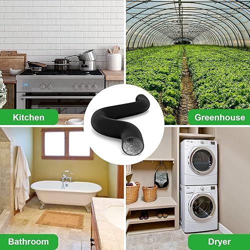 Miniatura 6 de iPower Manguera de ventilación flexible de aluminio de 4 pulgadas y 25 pies para ventilación de HVAC con 2 abrazaderas, soplador de escape para