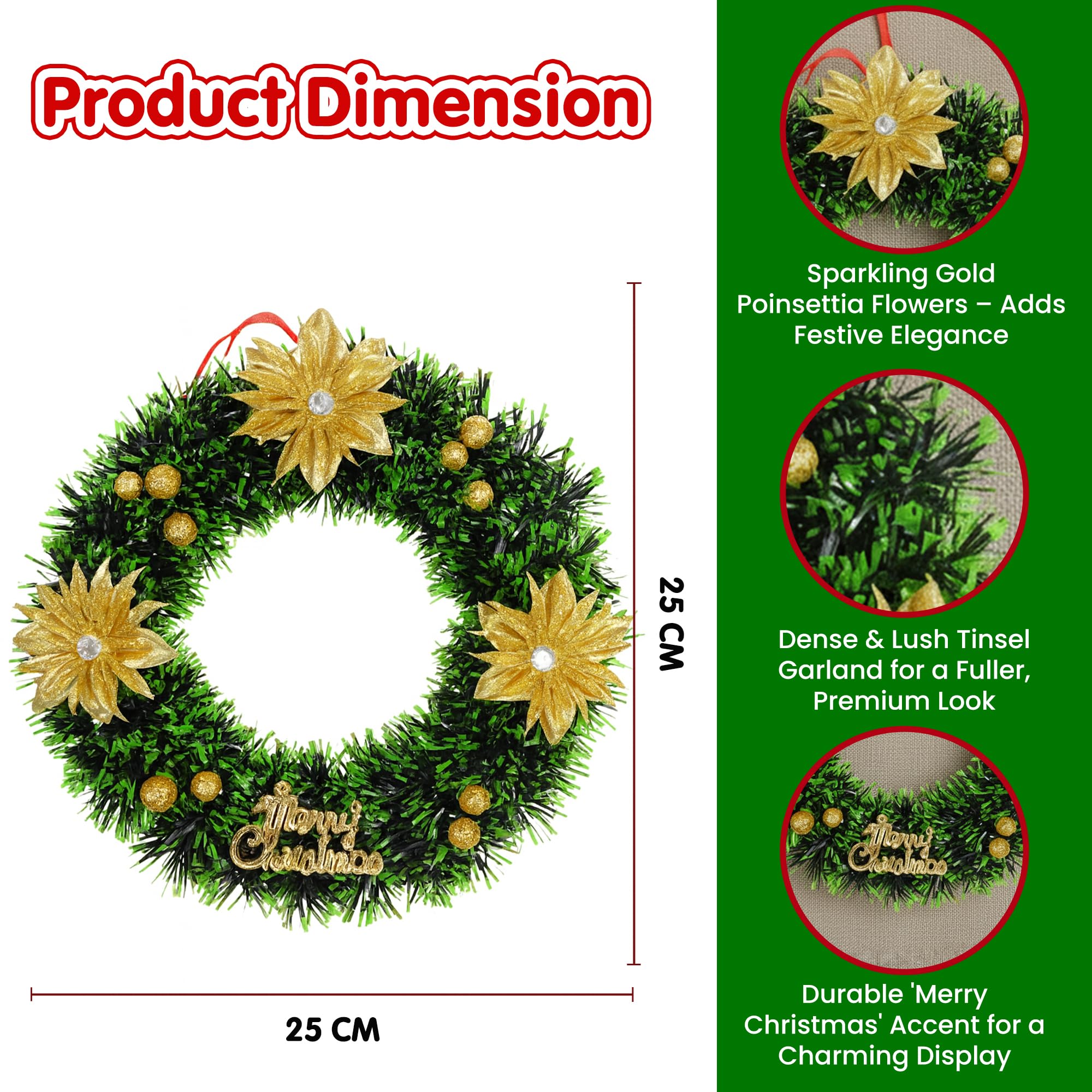 Buy Kidology Christmas Artificial Pine Wreath with Red Berries