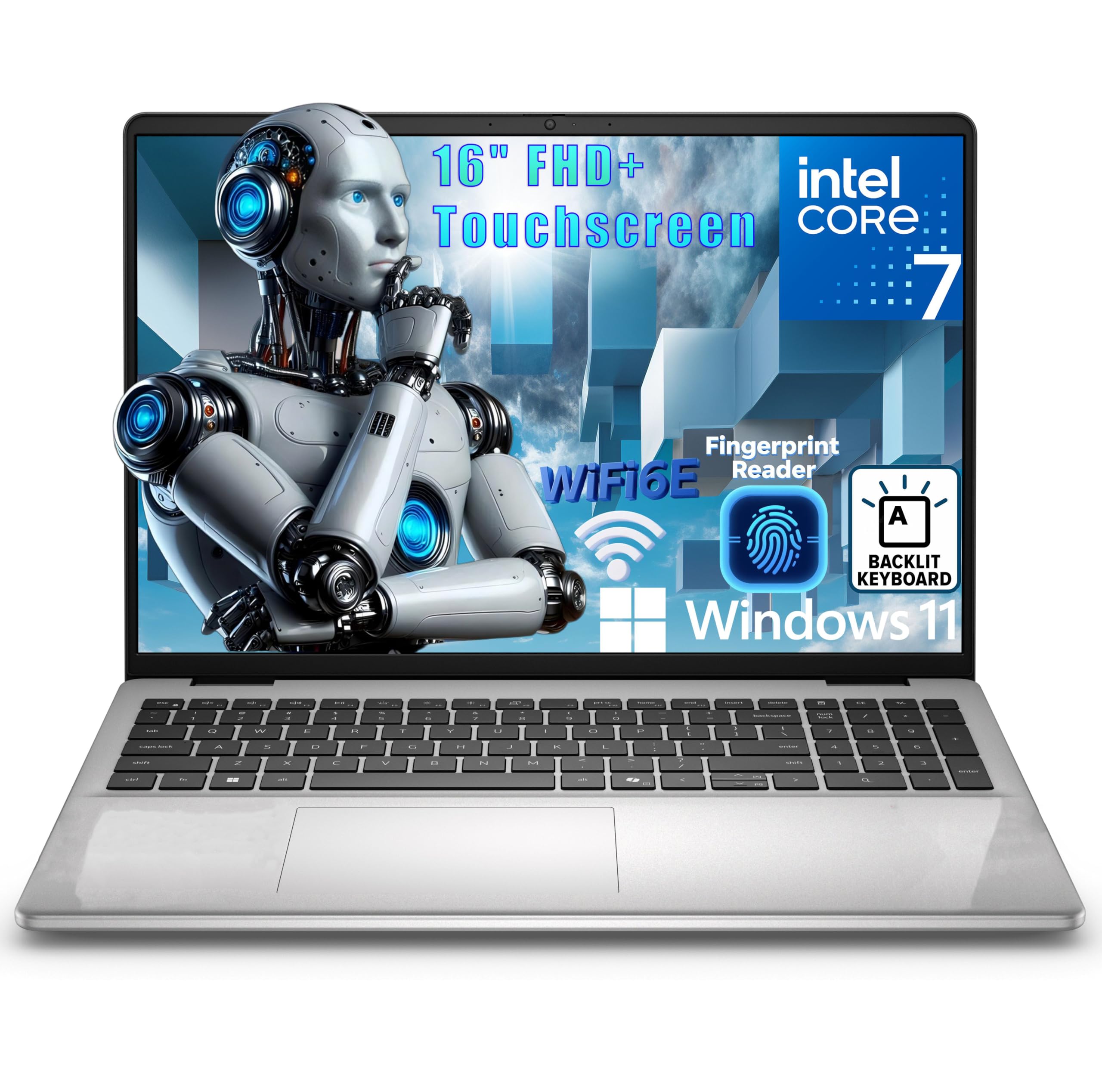 16 Laptop Computer, Intel Core 7 150U Processor, 16" FHD+ IPS Touchscreen Anti-Glare Display, 32GB DDR5 RAM, 1TB PCIe SSD, WiFi 6E, Bluetooth 5.3, Backlit Keyboard, Windows 11 Home