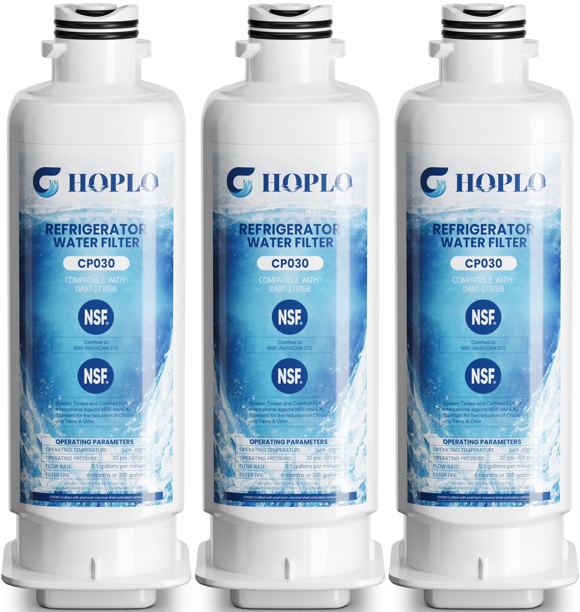DA97-17376B Water Filter Replacement for Samsung HAF-QIN/EXP, 3 Pack | Fit for Samsung Bespoke DA97-08006C, HAF-QIN, RF28R7351SG, RF28R7201SR, RF28T5001SR, RF23M8590SG, NSF Certified, By CHOPLO