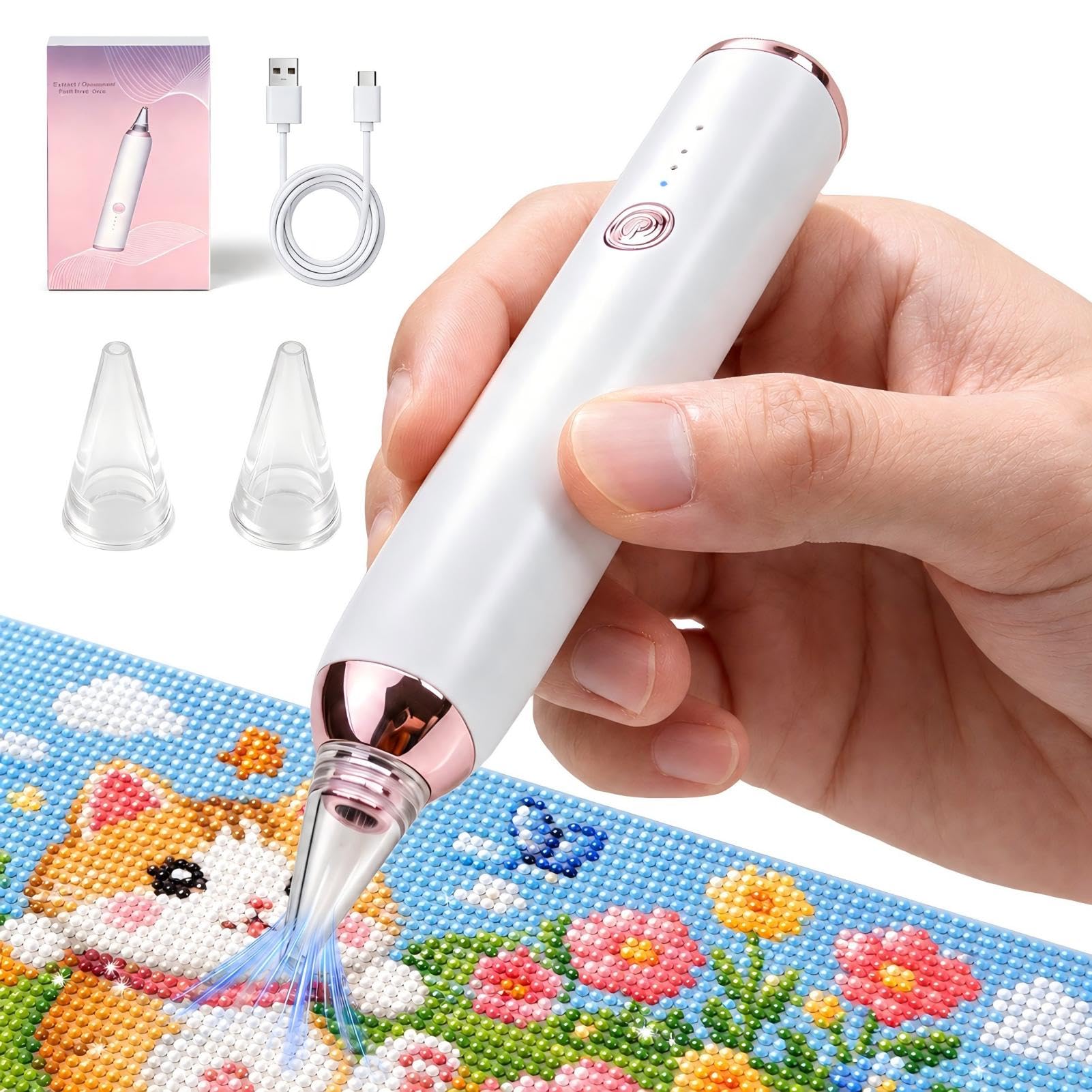 Diamond Art Vacuum Pen Electric Rechargeable Wireless No Wax Tool DIY