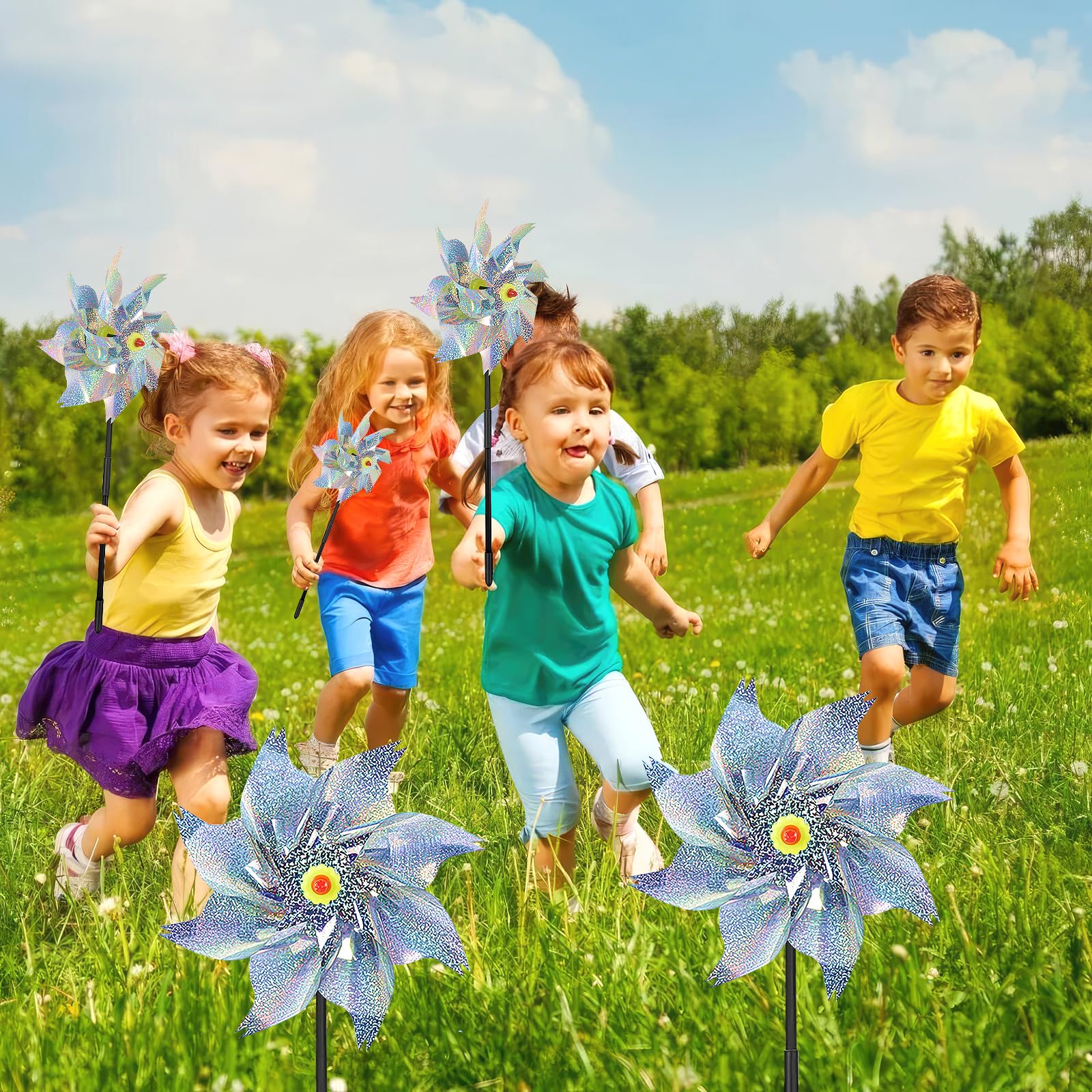9PCS Molinos de Viento Reflectivos,Repelente de Aves,Molino de Viento Jardin,Repelente de Palomas, Pajaros.Se Utiliza para Proteger Jardines,Granja.