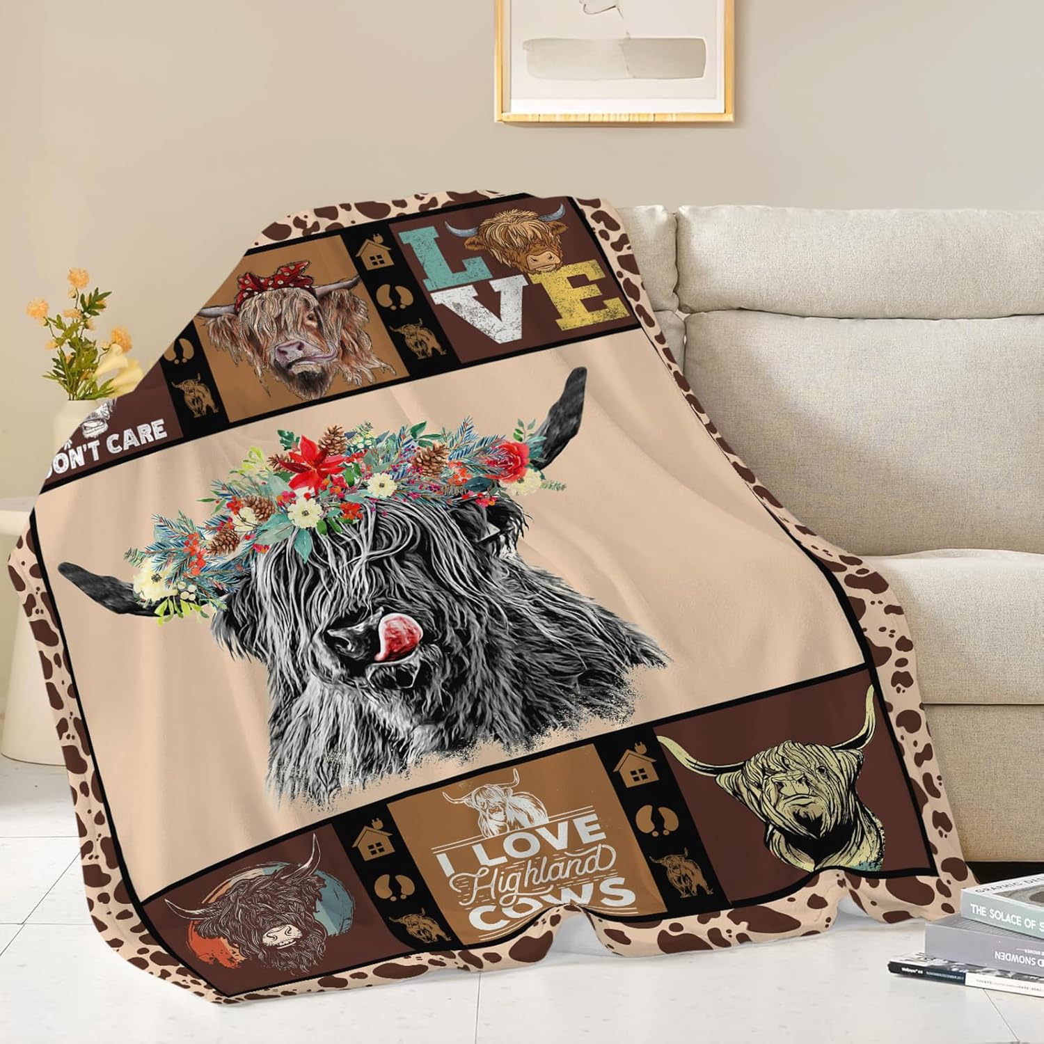 Highland Cow Blanket Highland Cattle Throw Blanket Bull Gifts for Adults Men Women Kids Boys Girls Super Soft Cozy Plush Fluffy Fuzzy Fleece Blanket Decor 40''X50'' - Image 2