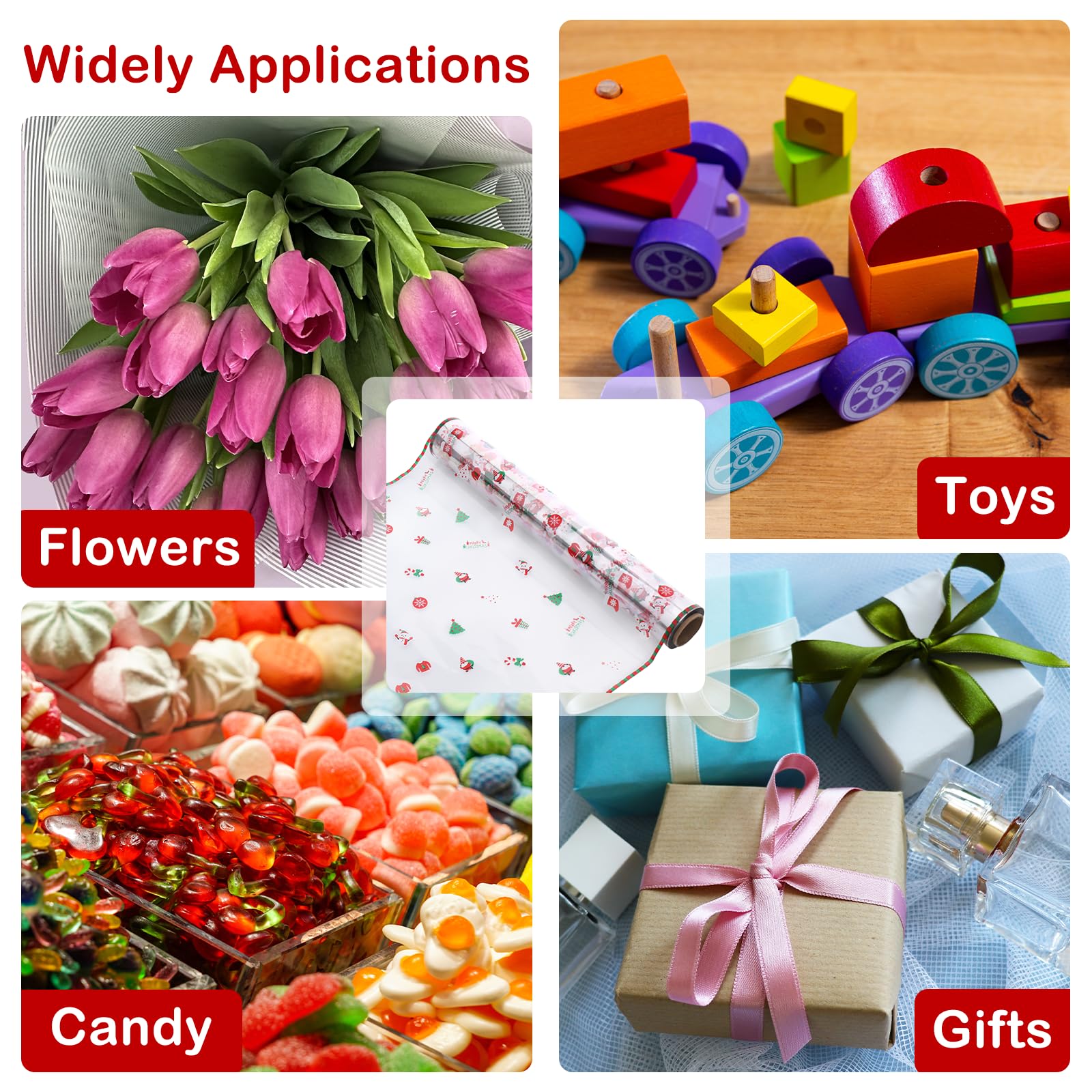 Cellophane Wrap Roll 40cm Wide By 30m Long, Food Safe Clear Plastic Wrapping Paper For Gift Baskets, Flowers, Arts & Crafts, Snacks And Treats (White Dot