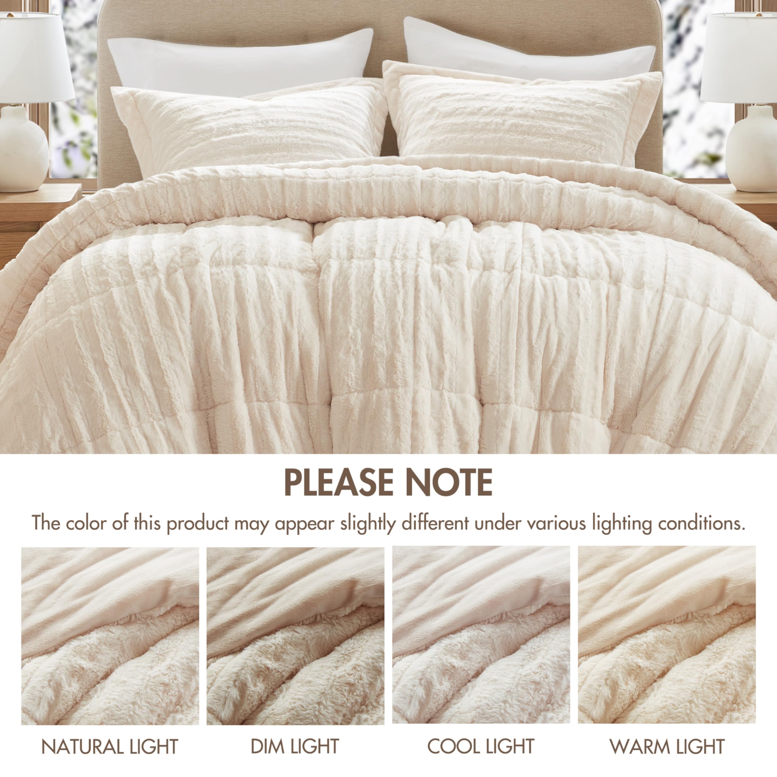 Snapklik.com : Duke Luxe Faux Fur Reversible Comforter Set, Soft Plush ...