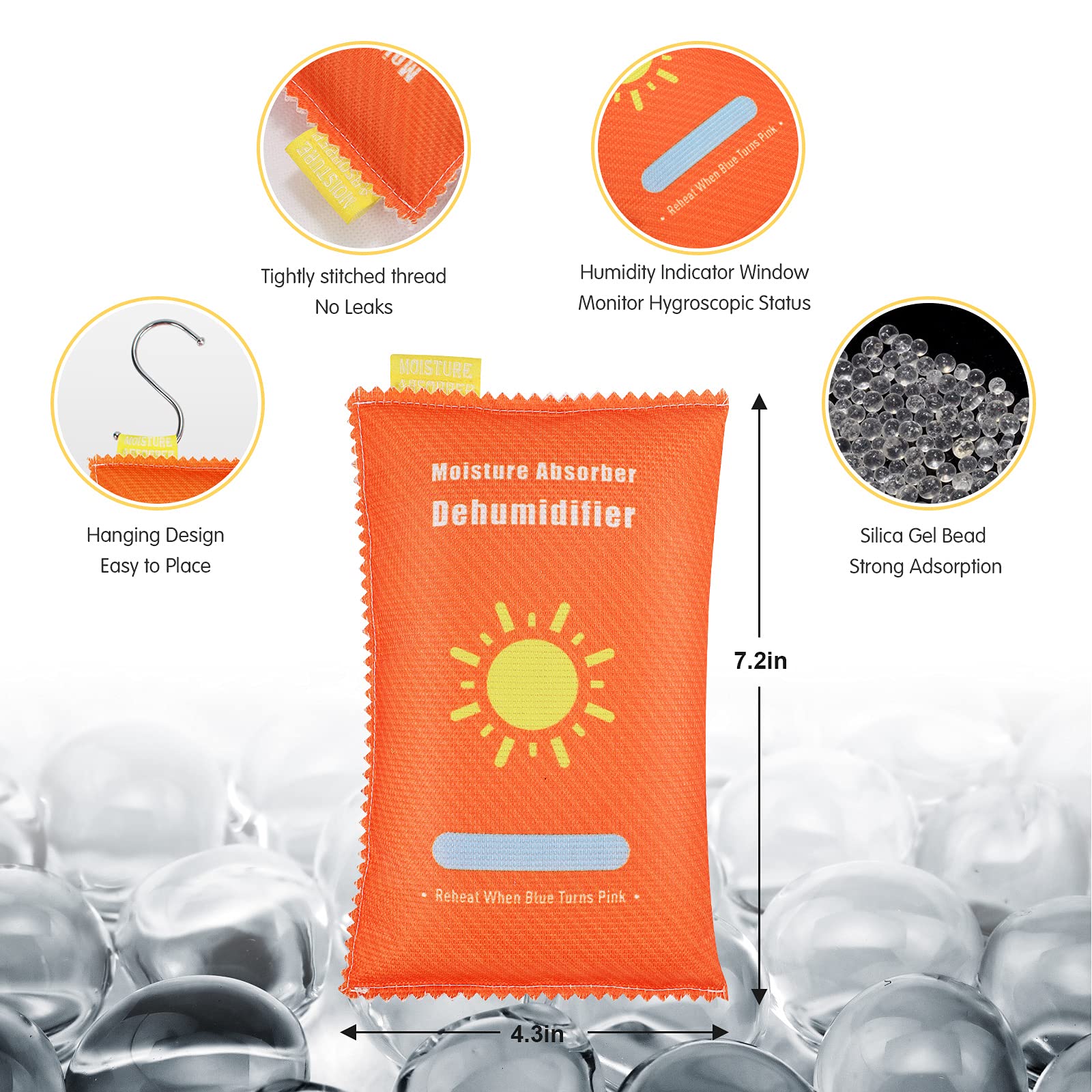 Gocheer Reusable Moisture Absorber, Hangable Dehumidifier Bag for