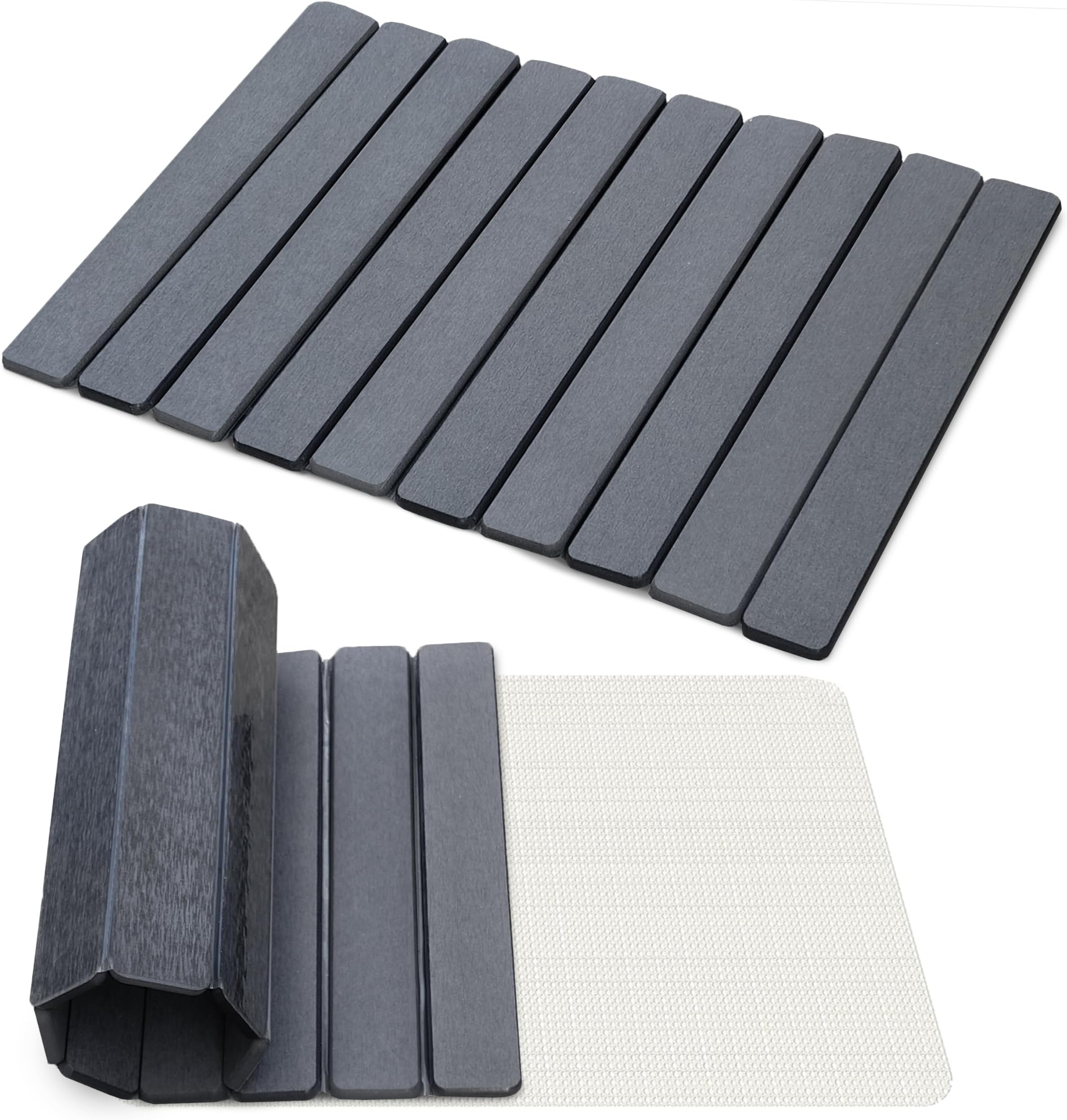 Yellow Weaves Foldable Stone Bath Mat, Diatomaceous Earth Shower Mat, Non-Slip Super Absorbent Quick Drying Bathroom, Kitchen Floor Mat, Easy to Clean (60x40 cm - Sandstone Dark Grey)