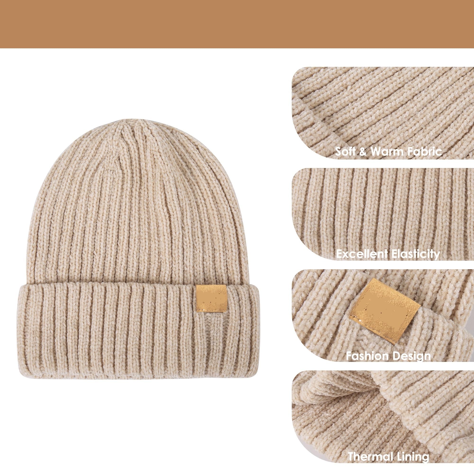 Mütze, Schal und Handschuhe for Damen, Wintermütze, Touchscreen-Geschenkset for kaltes Wetter Für Outdoor,Sport