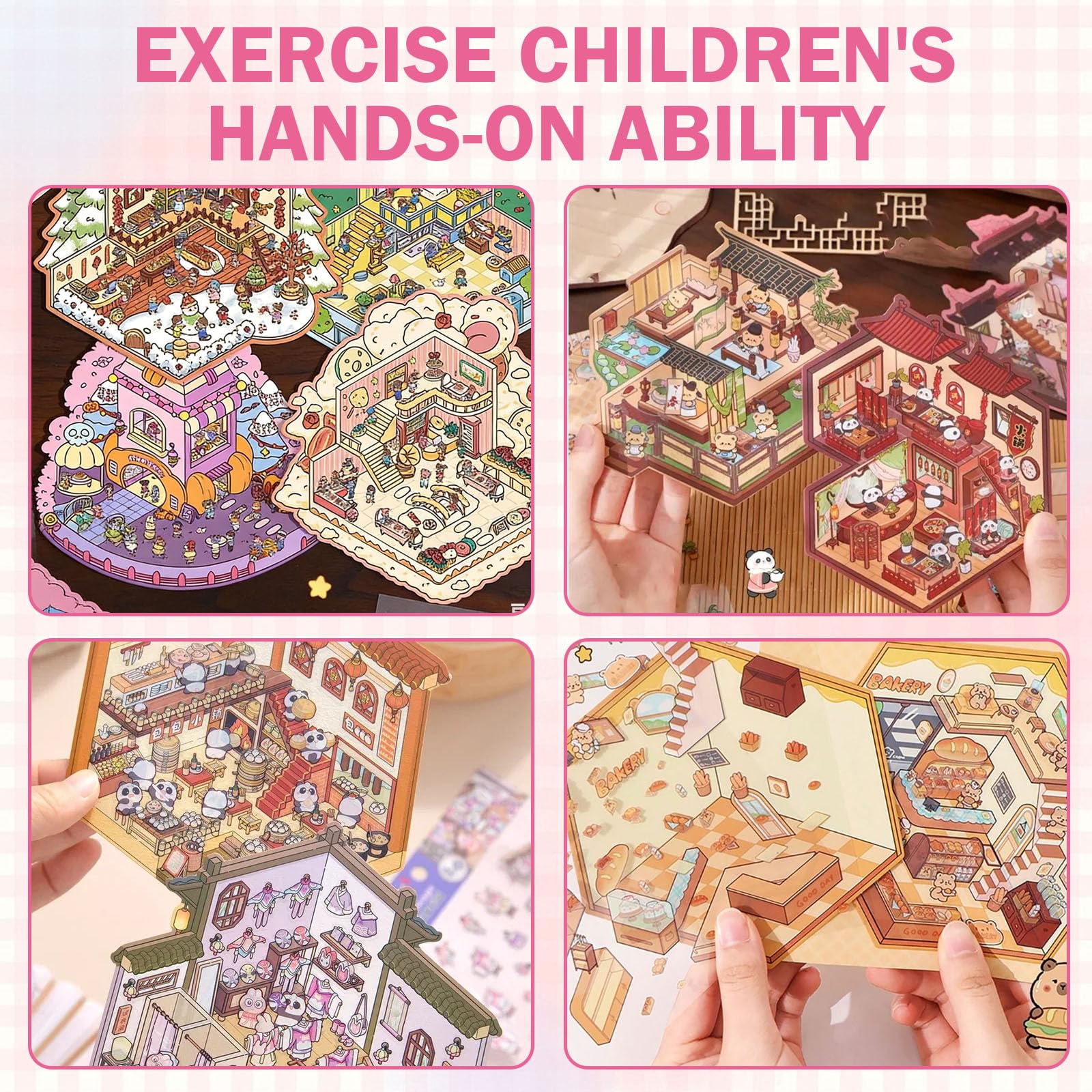40 Sets Libro de Pegatinas 3D con Escenas DIY Scene Stickers para Stress Relief Adulto Niño Adolescente