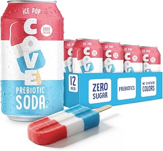 Cove Probiotic Soda Soft Drinks with Zero Sugar – Refreshing, Functional Soda Alternative with Probiotics & Vitamin C – Naturally Flavored, Caffeine-Free Sparkling Beverage - Ice Pop, 12 Pack