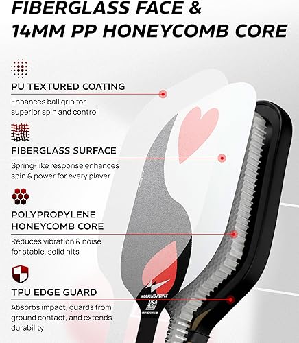 Miniatura 2 de Warping Point Juego de 2 palas de pickleball aprobadas por USAPA, juego de pickleball de fibra de vidrio, duraderas y ligeras, paquete de 2 con