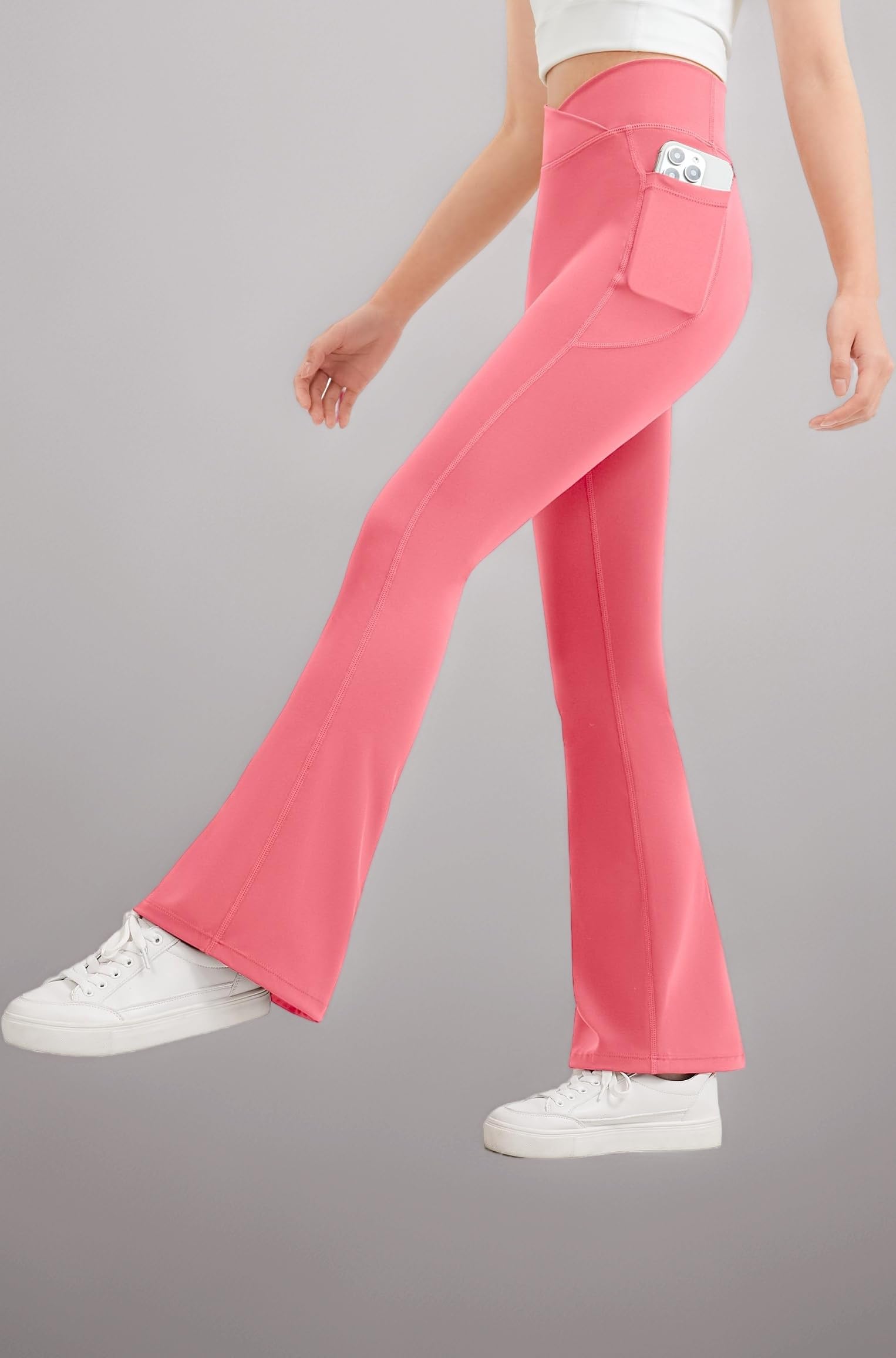 Girls Flare Leggings Kids Bell Bottom High Waisted Yoga Dance Flared Bootcut Pants