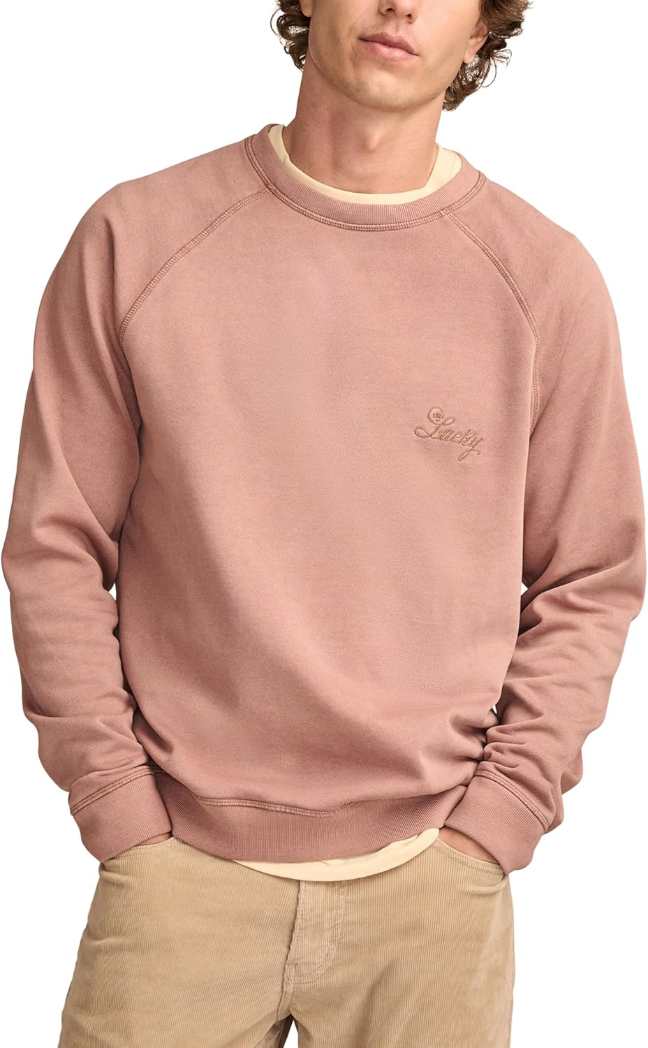 Lucky Brand Men’s Fleece Logo Raglan Crew