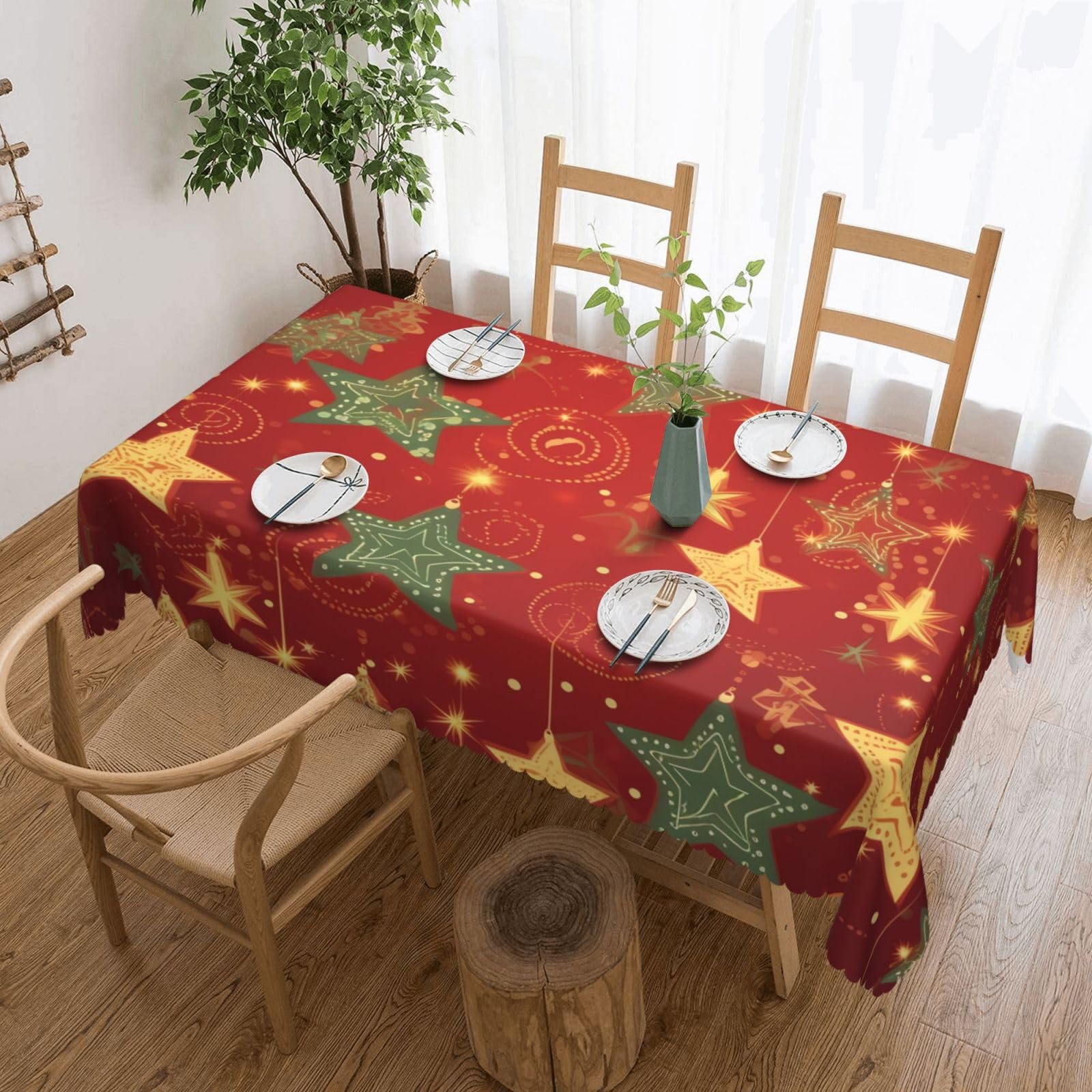 FodPand Christmas Tablecloths for Rectangle Tables 54 x 72 Inch - Reusable Washable Dining Table Clothes - Stain and Wrinkle Resistant Decorative Fabric Table Cover for Wedding Party