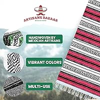 Vista 73 de Artisans Bazaar Poncho tradicional mexicano de Baja para hombres y mujeres, auténtico sarape de Gaban, manta de vaquero Pancho Jorongo rojo - rosa