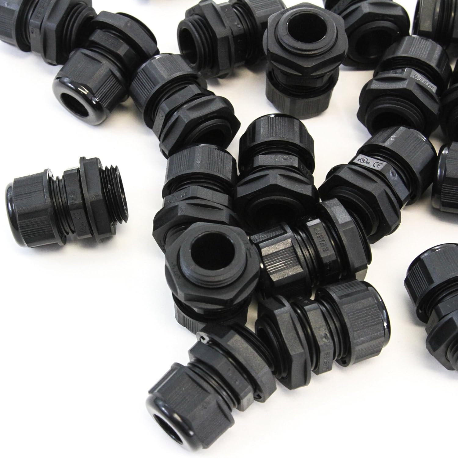 25 Cable Glands - 6mm-12mm PG13.5 Plastic Waterproof Adjustable Lock Nut Cable Connectors Joints with Gaskets