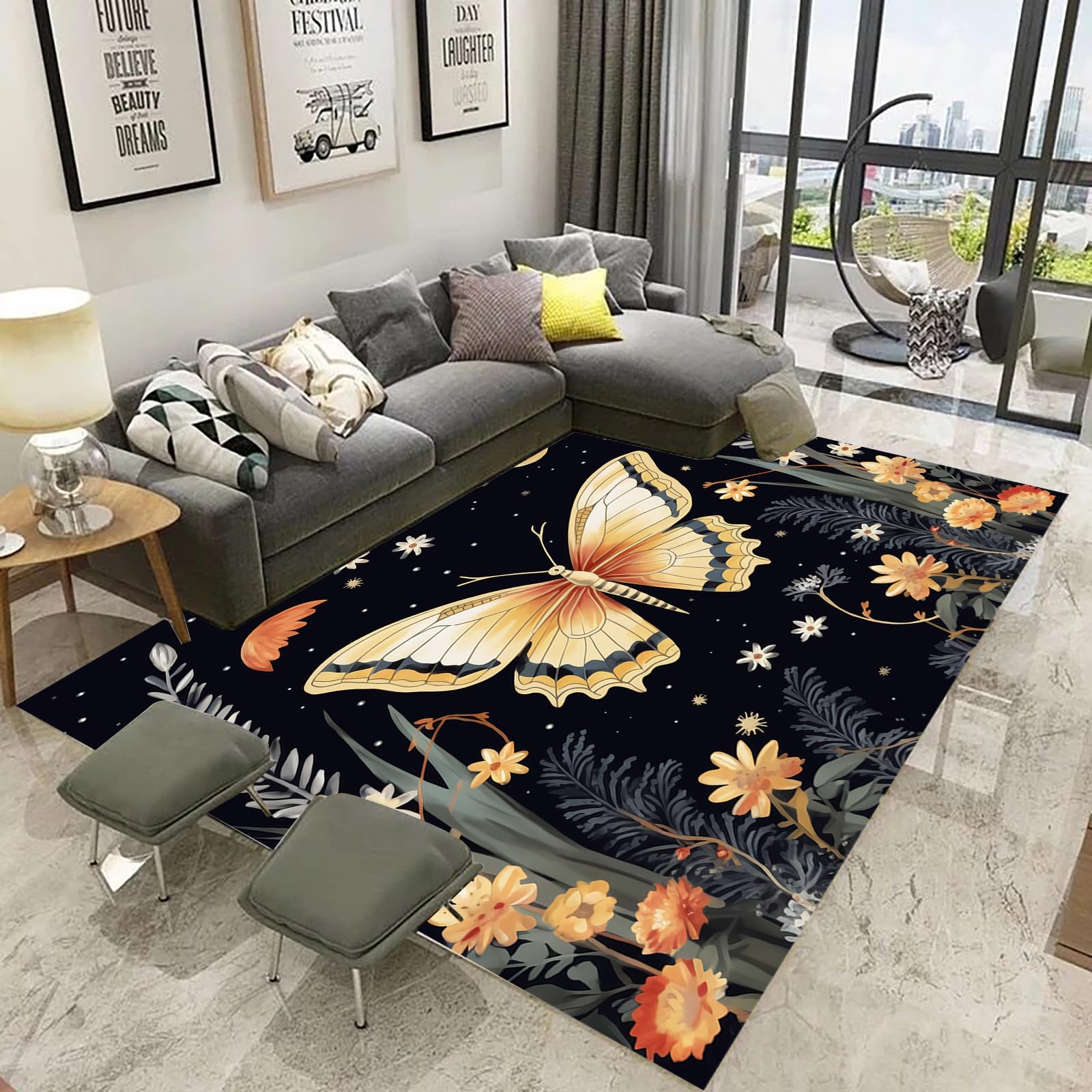 Tapis de sol papillon tapis de porte et de salon décoration intérieure 3D