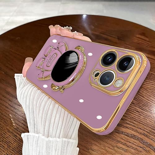 MZELQ Funda compatible con iPhone 15 Pro Max con diseño de astronauta chapado en función de atril y protector de pantalla para teléfono de lujo,