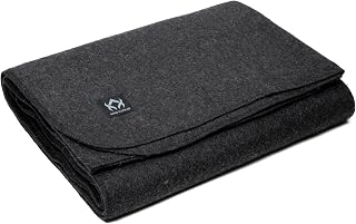 Arcturus Tahoe Wool Blanket Queen Size (90x96) - Thick 550 GSM Recycled Wool Blend, Breathable, Washable for Year-Round Warmth (Charcoal Gray)